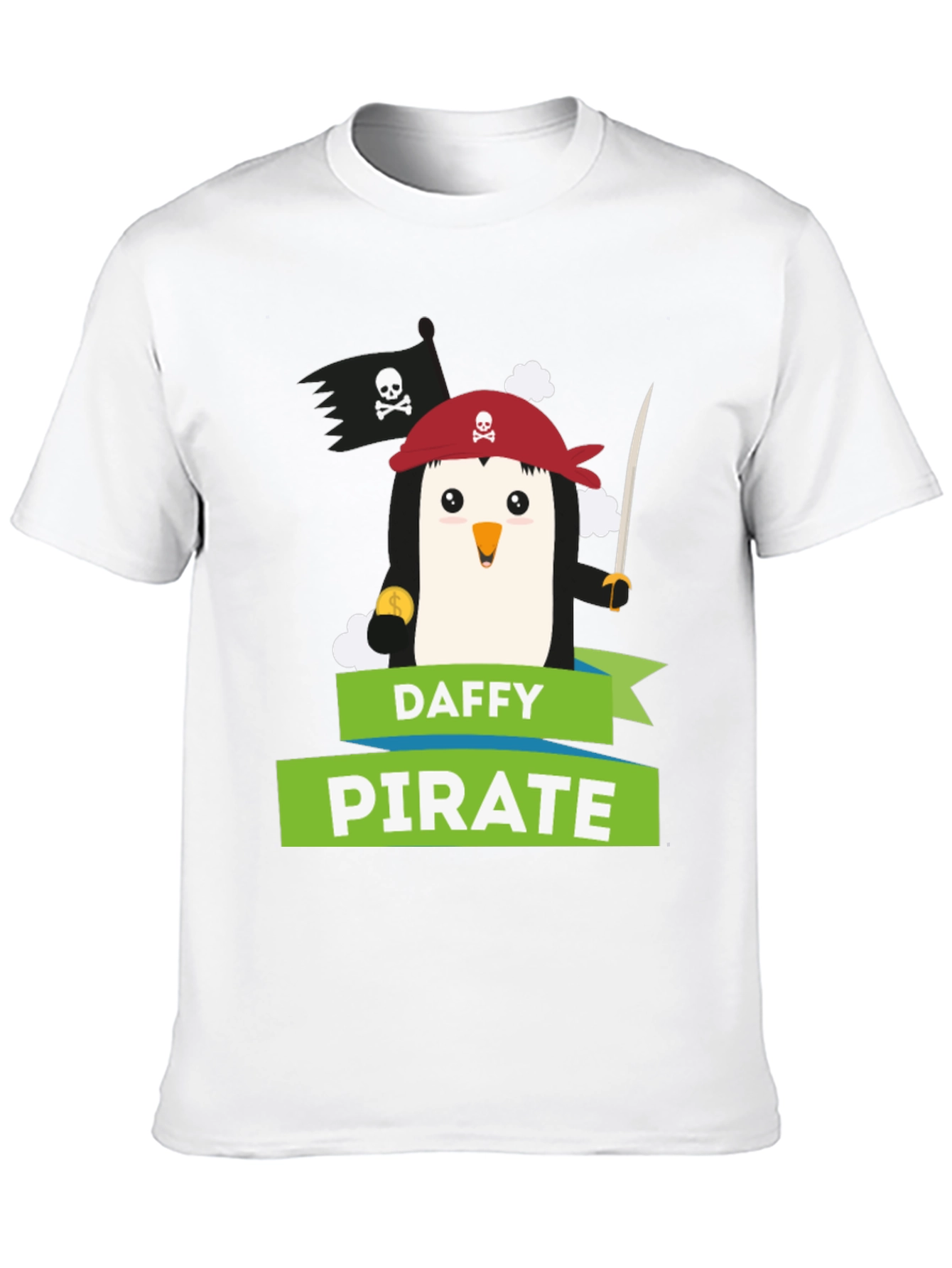 Daffy Pirate Penguin T-Shirt - Fun Cartoon Tee