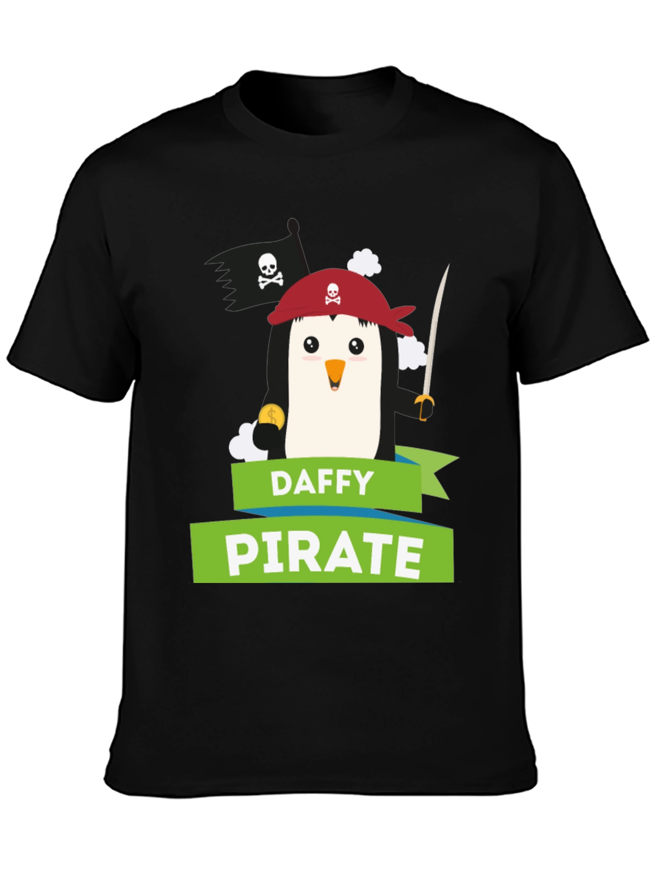 Daffy Pirate Penguin T-Shirt - Fun Cartoon Tee