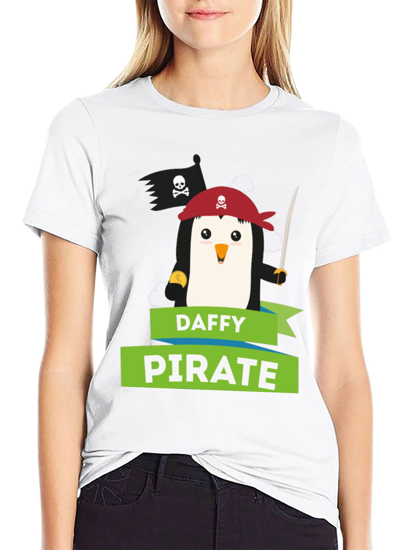 Daffy Pirate Penguin T-Shirt - Fun Cartoon Tee
