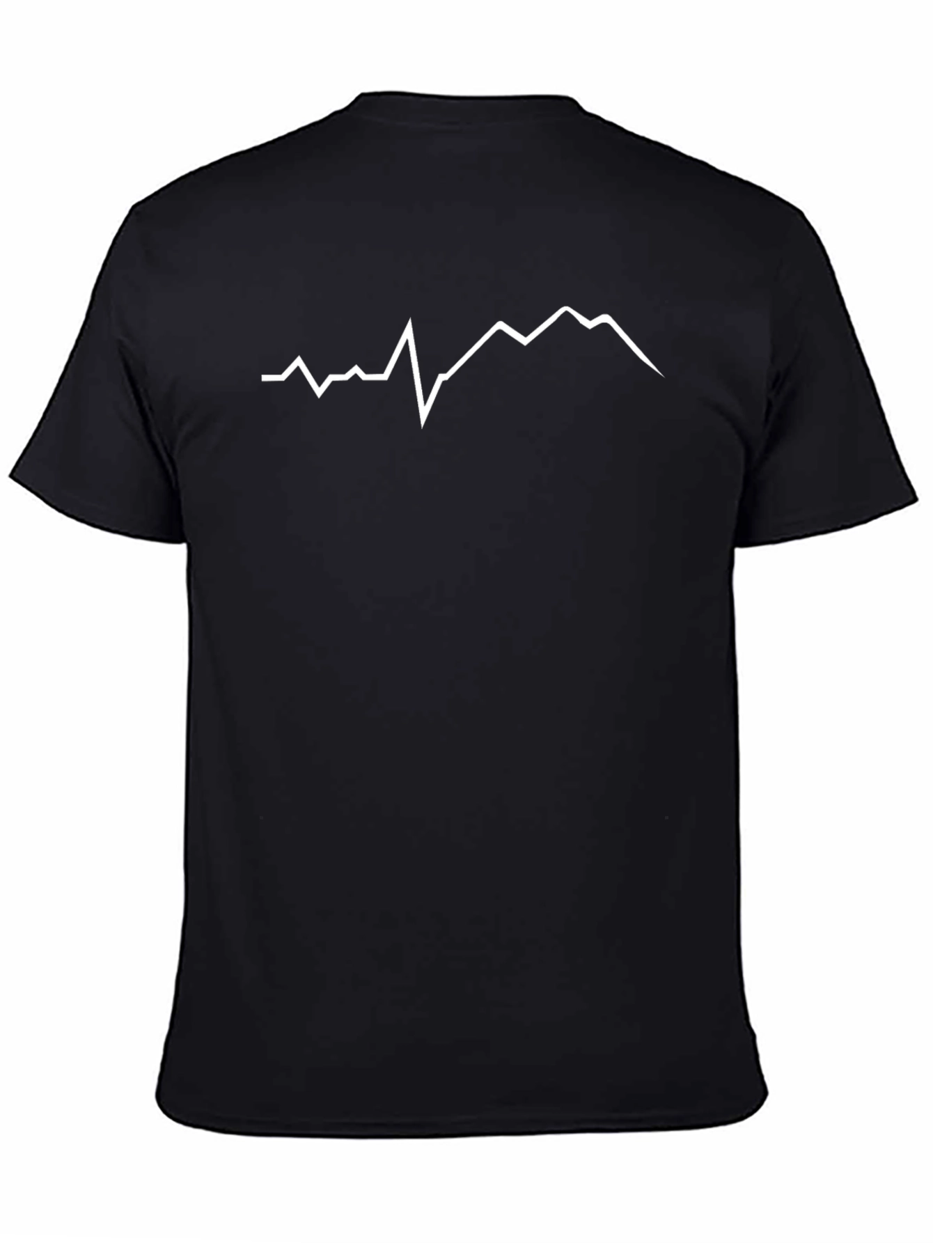 Mountain Peak Line Art Black T-Shirt