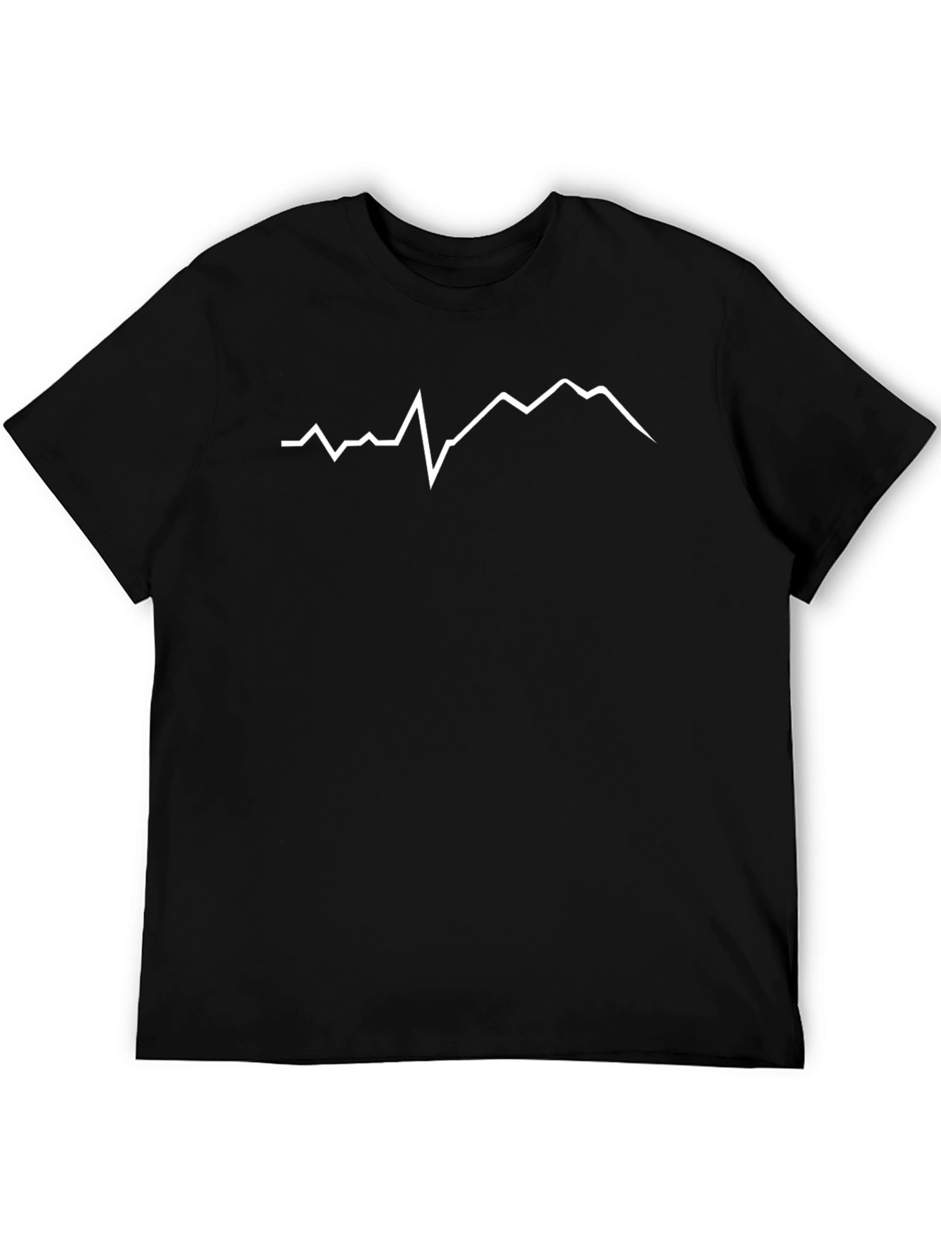 Mountain Peak Line Art Black T-Shirt