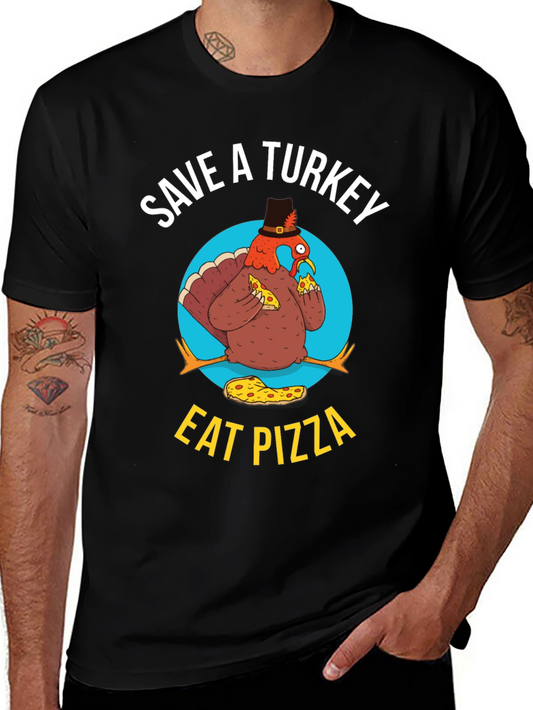 Save A Turkey Eat Pizza Funny Thanksgiving T-Shirt