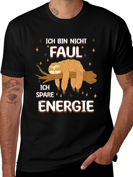 Funny Sloth Lazy Energy Saving German Text T-Shirt