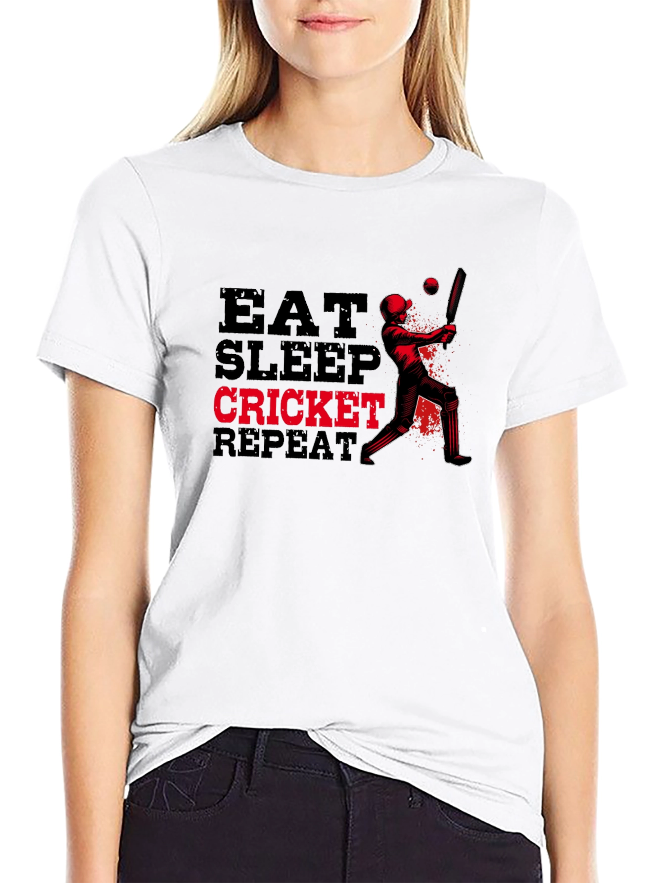 Eat Sleep Cricket Repeat Graphic T-Shirt