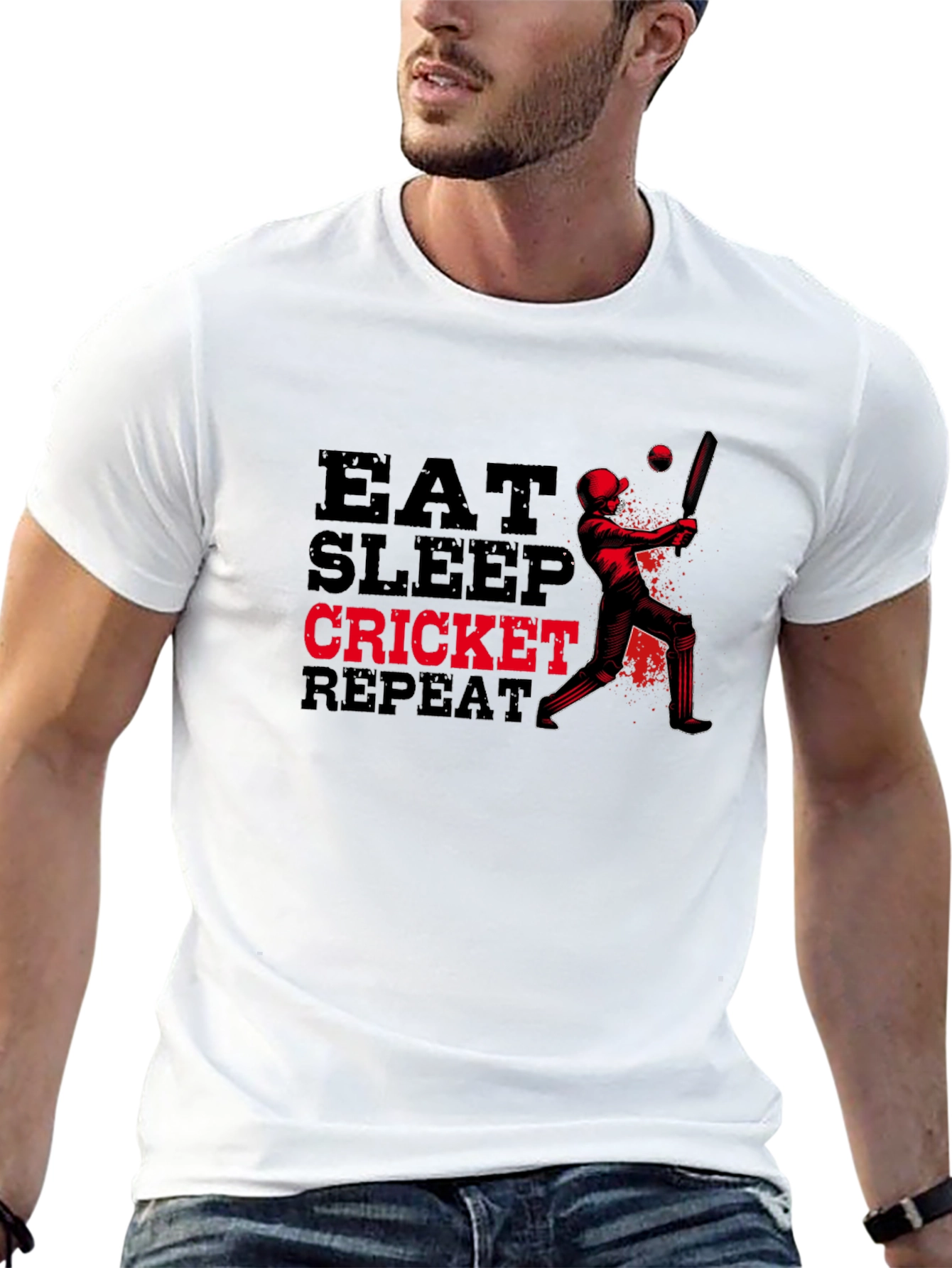 Eat Sleep Cricket Repeat Graphic T-Shirt