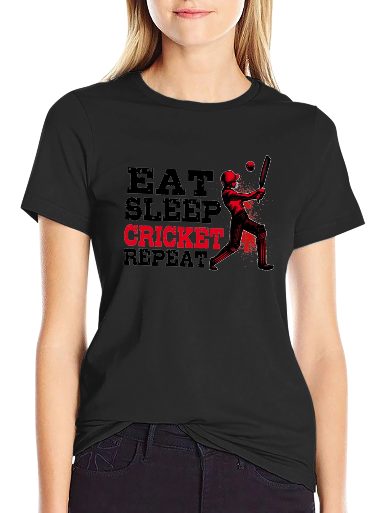 Eat Sleep Cricket Repeat Graphic T-Shirt