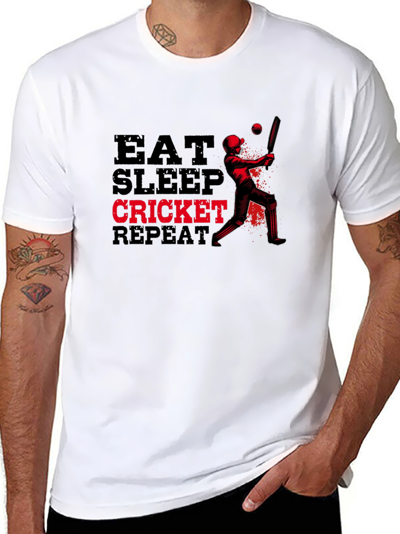 Eat Sleep Cricket Repeat Graphic T-Shirt
