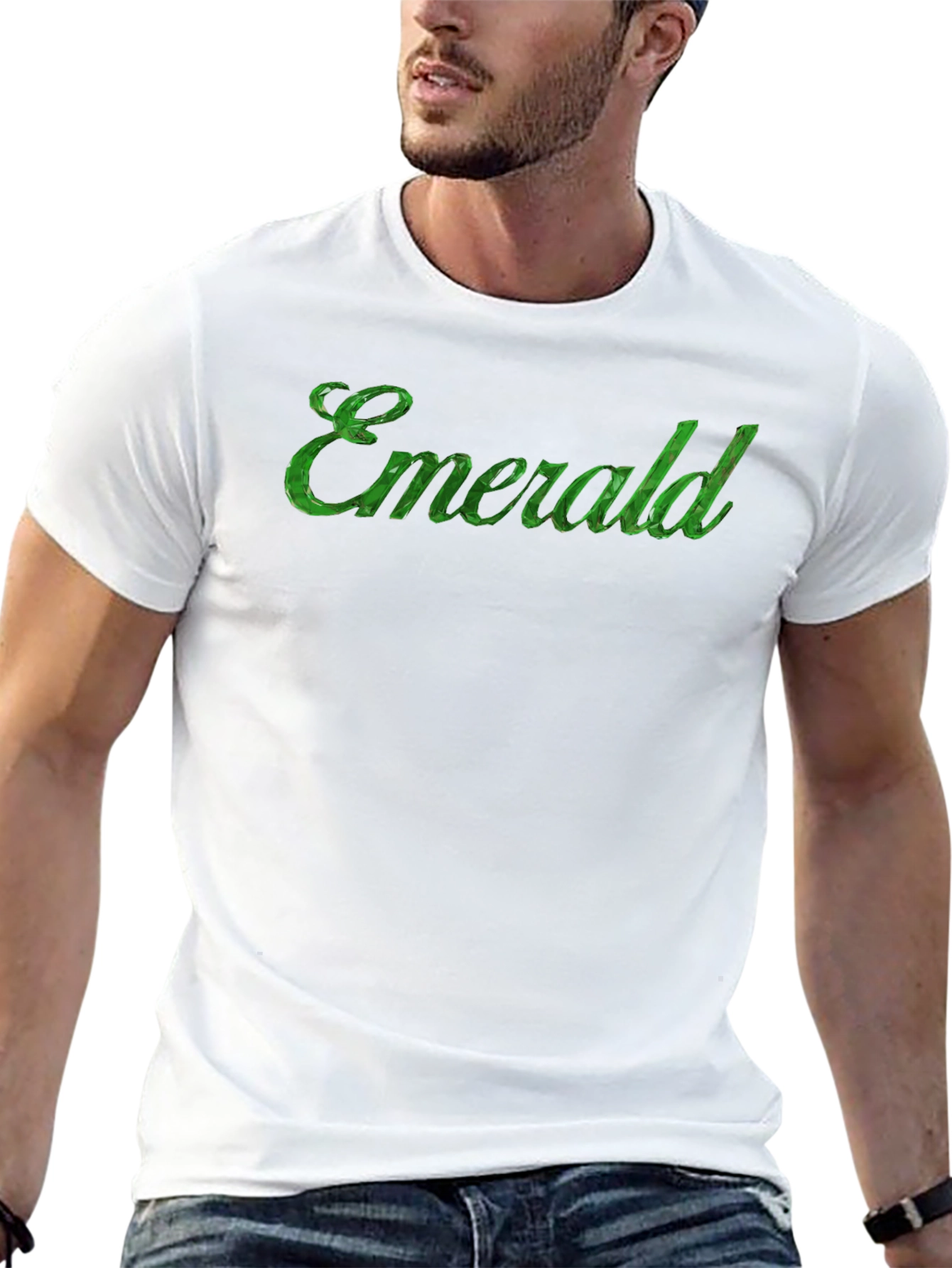Emerald Green Text Black T-Shirt