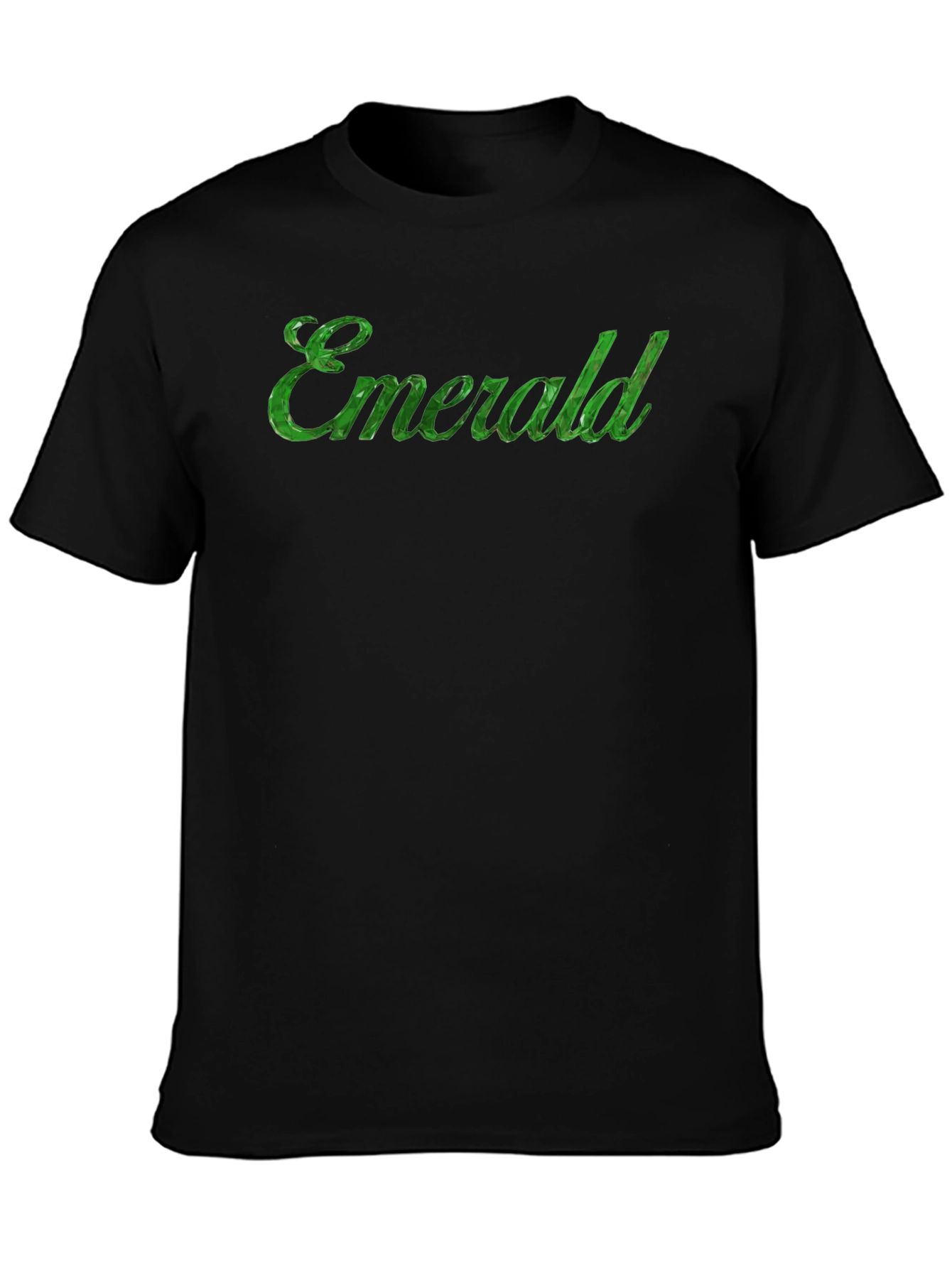 Emerald Green Text Black T-Shirt