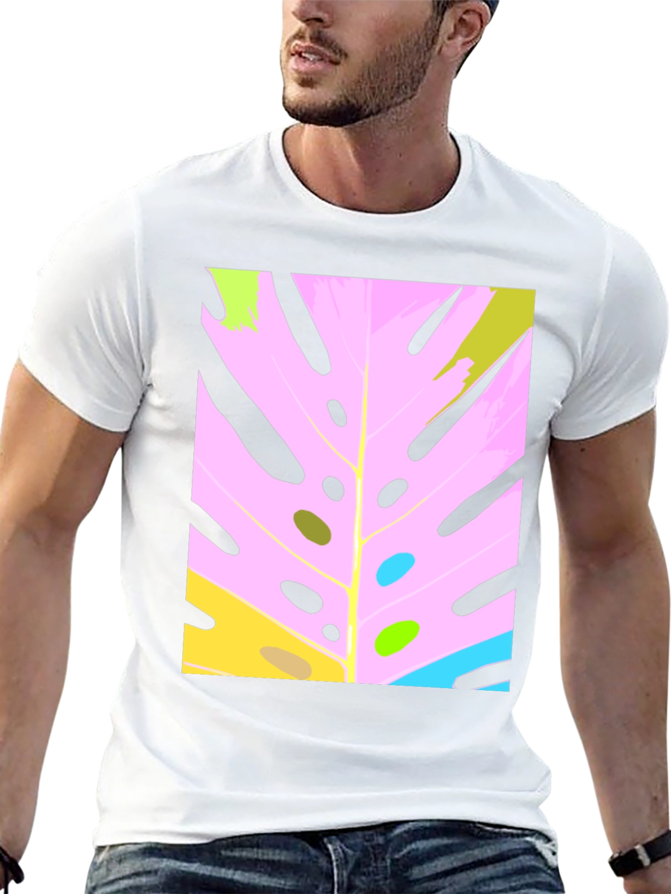 Modern Abstract Monstera Leaf Graphic Tee