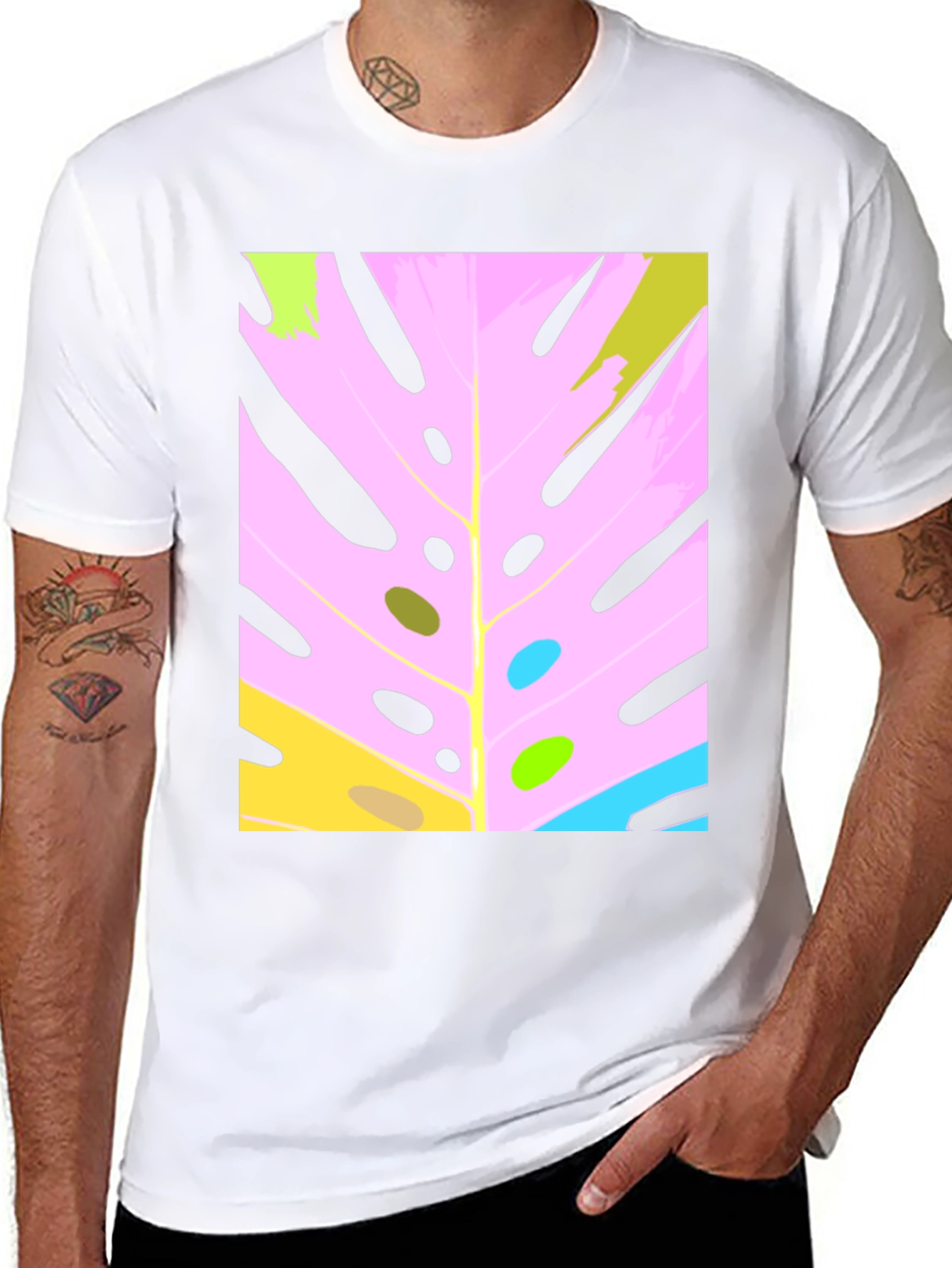 Modern Abstract Monstera Leaf Graphic Tee