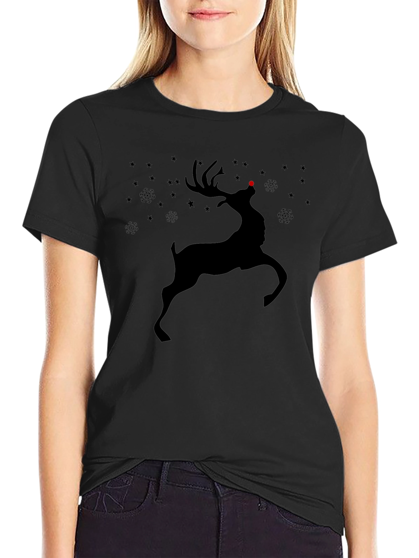Reindeer Graphic Tee - Holiday Christmas Shirt