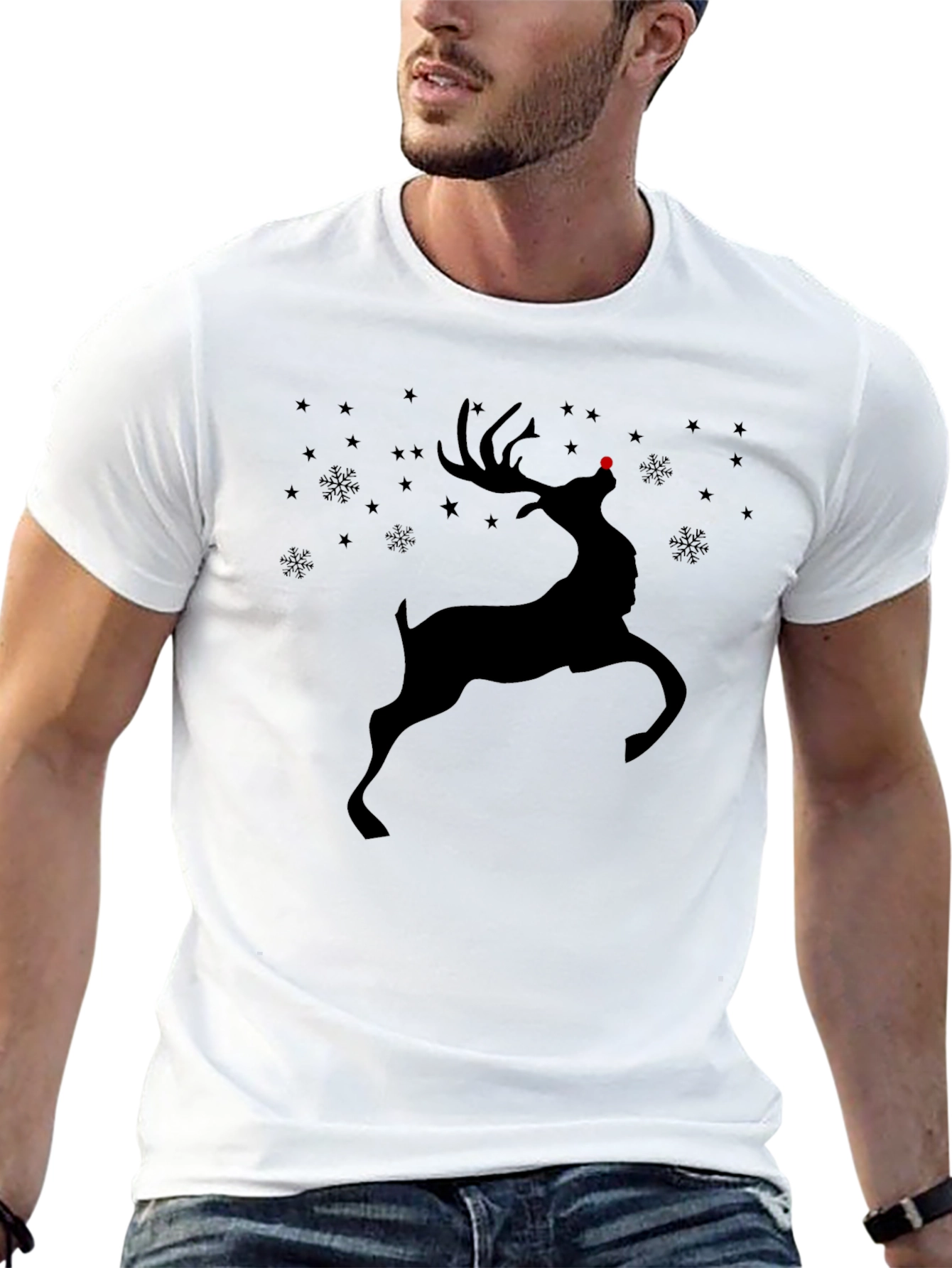 Reindeer Graphic Tee - Holiday Christmas Shirt