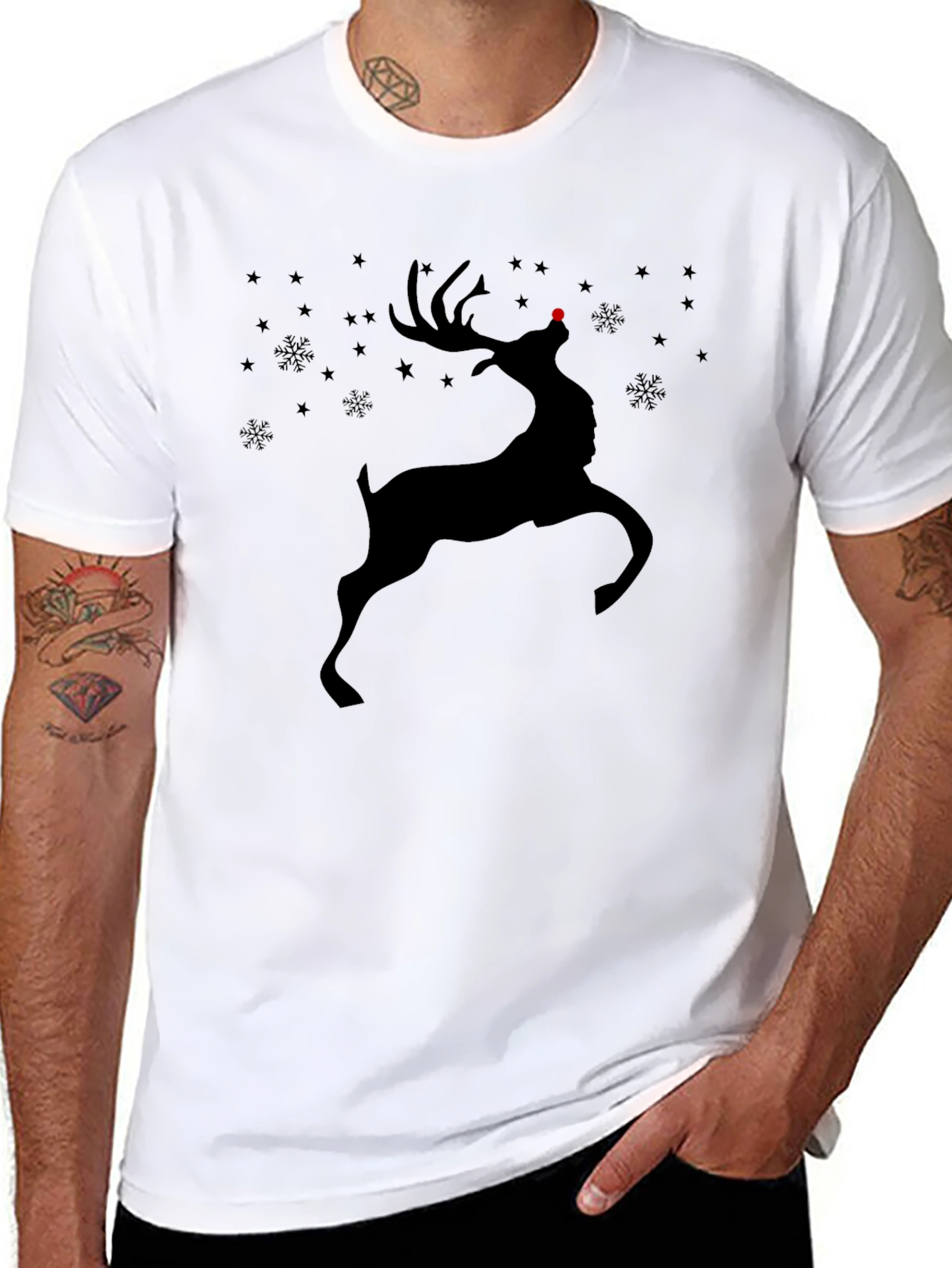 Reindeer Graphic Tee - Holiday Christmas Shirt