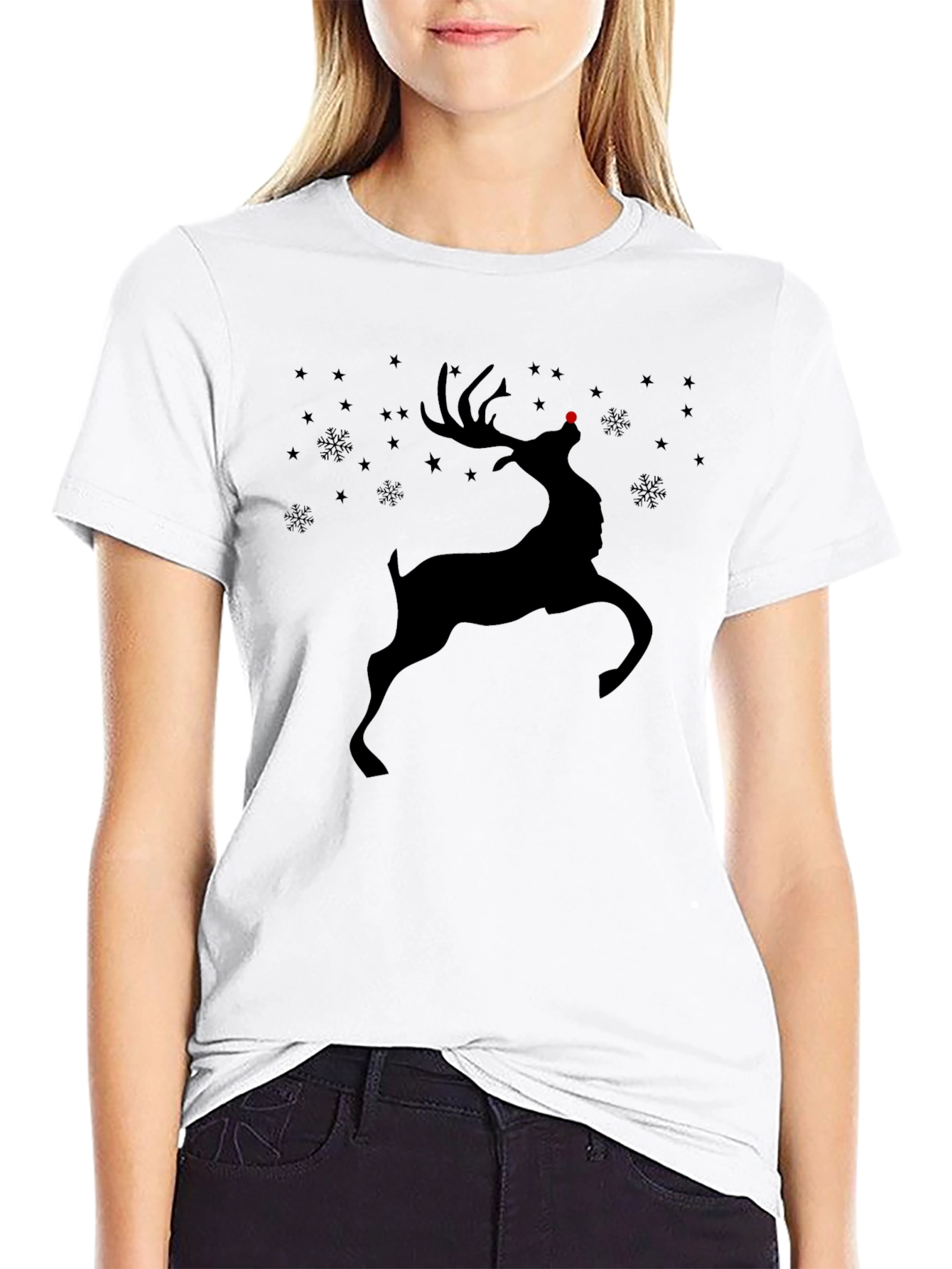 Reindeer Graphic Tee - Holiday Christmas Shirt