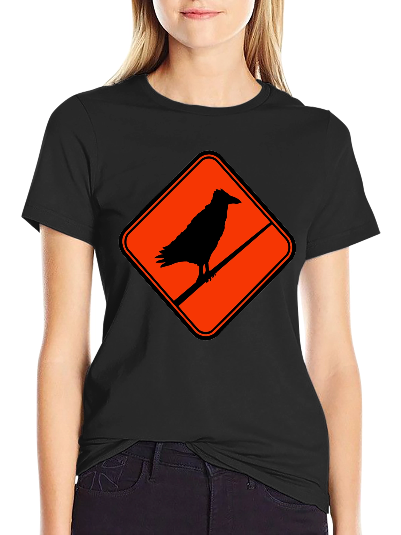 Raven Silhouette Graphic Black T-Shirt