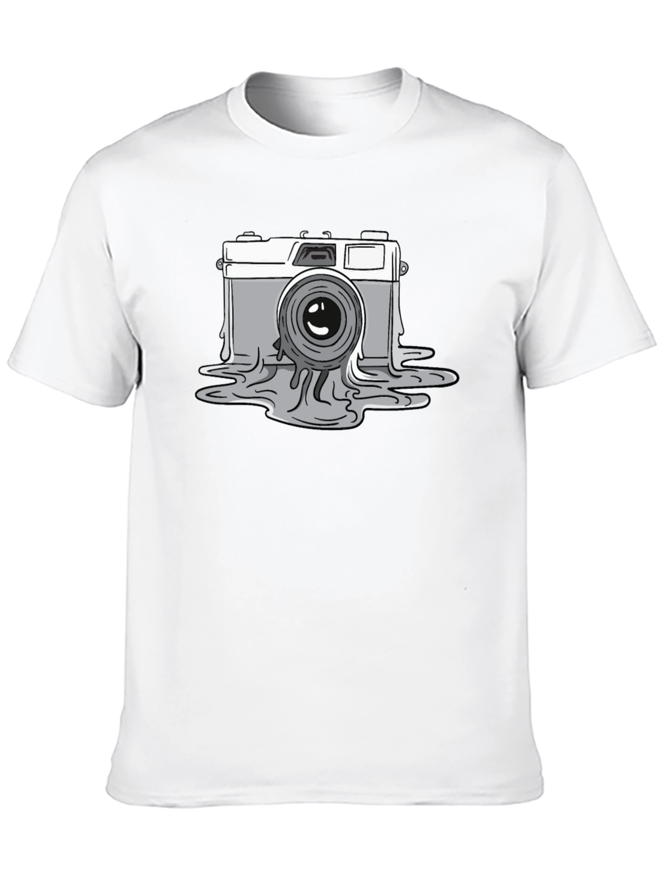 Melting Camera Graphic Tee - Black Cotton T-Shirt
