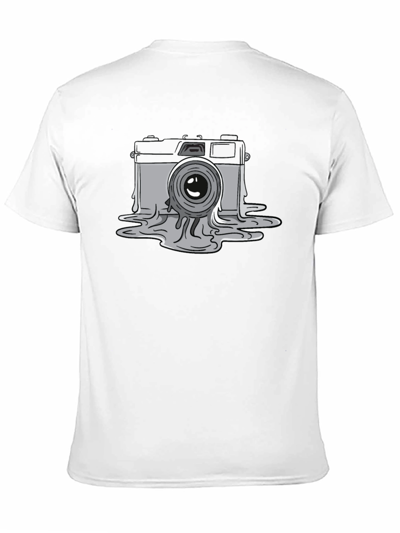 Melting Camera Graphic Tee - Black Cotton T-Shirt
