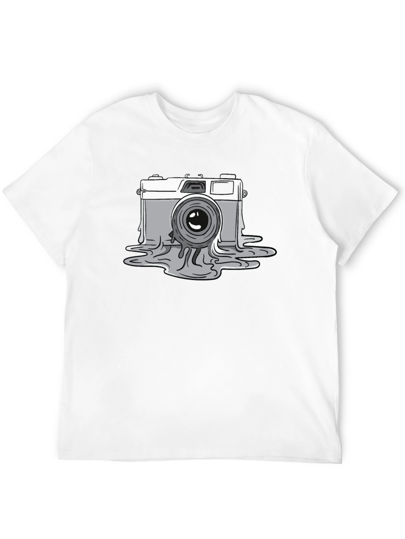 Melting Camera Graphic Tee - Black Cotton T-Shirt