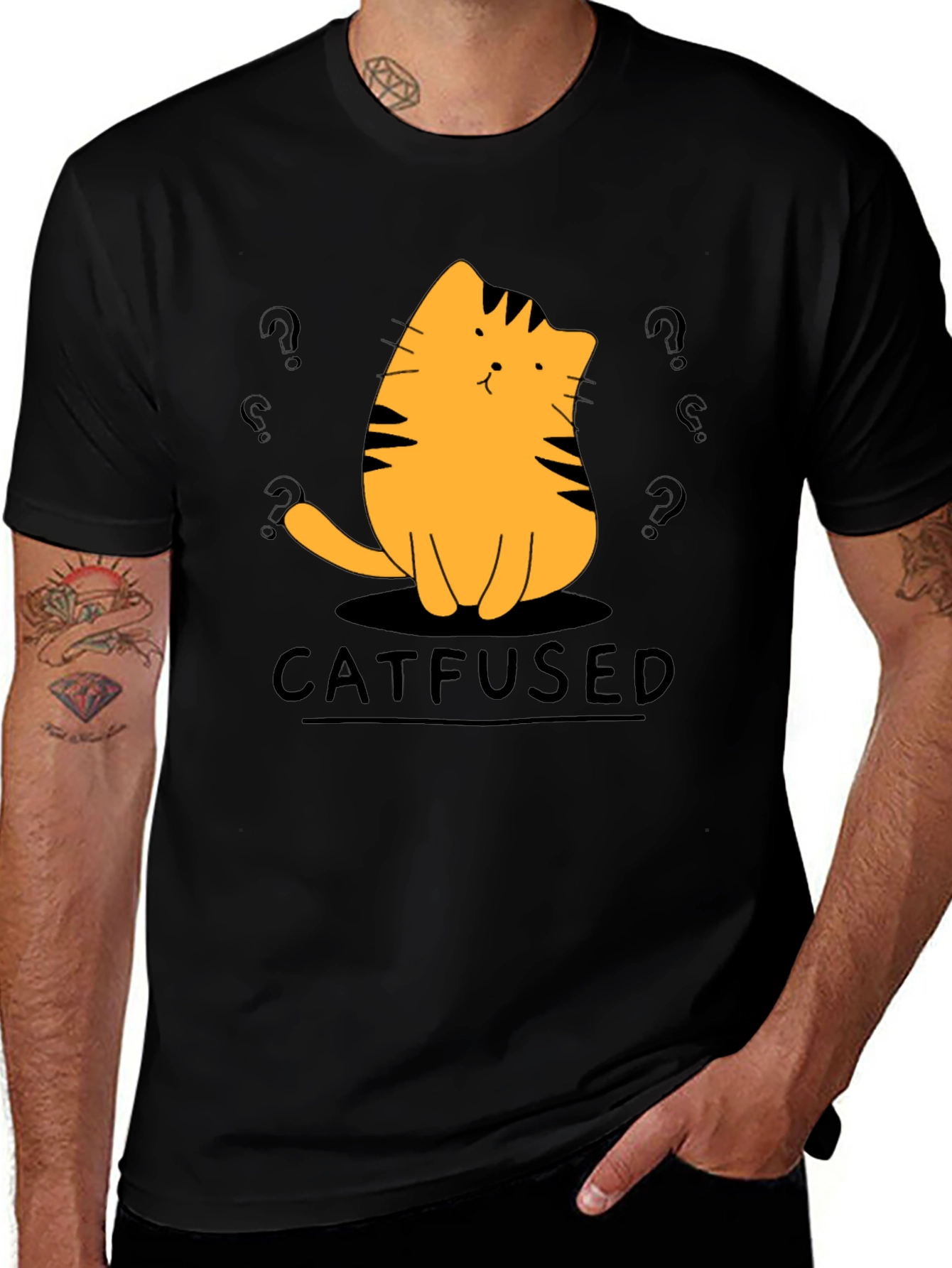 Catfused Graphic T-Shirt - Confused Cat Tee
