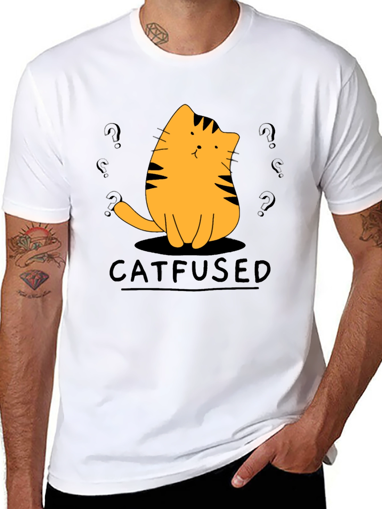 Catfused Graphic T-Shirt - Confused Cat Tee