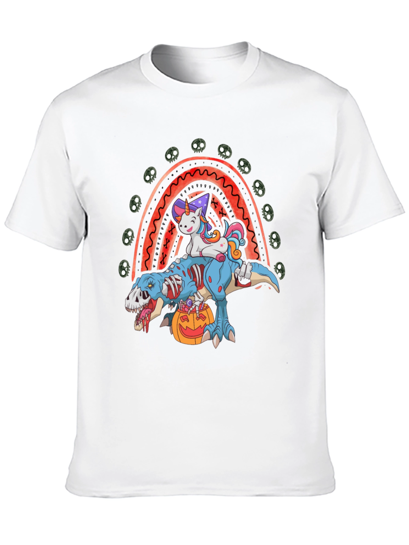 Halloween Unicorn Zombie T-Rex Rainbow T-Shirt