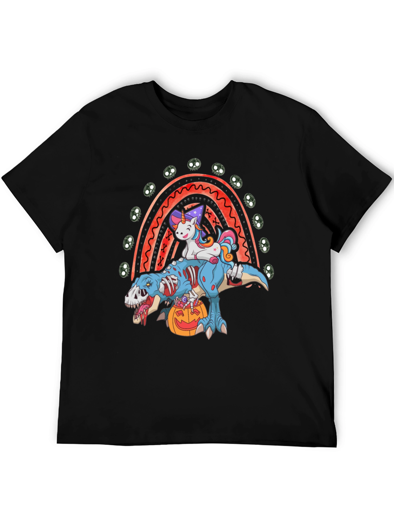 Halloween Unicorn Zombie T-Rex Rainbow T-Shirt