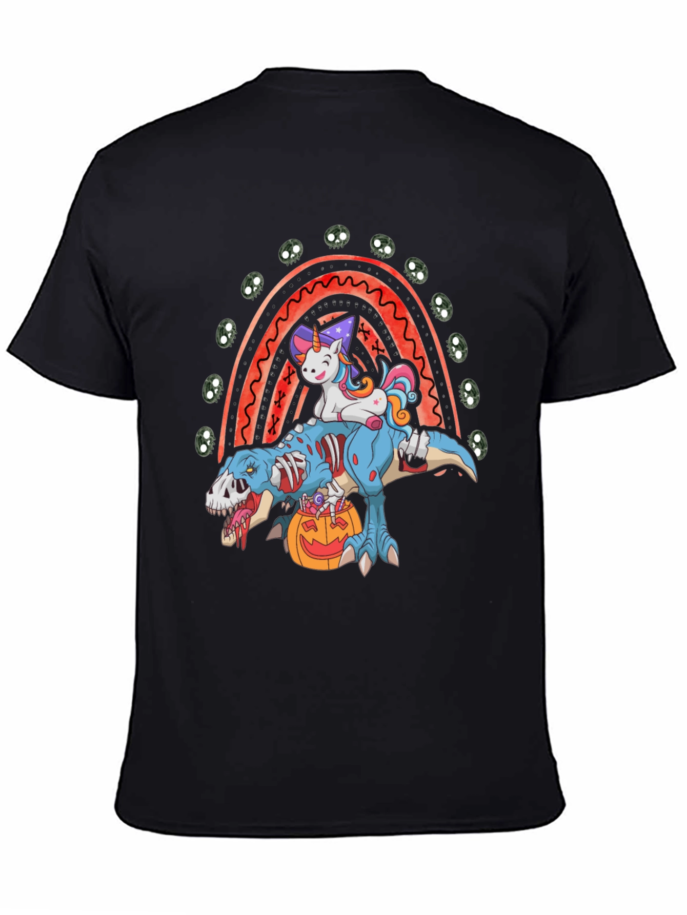 Halloween Unicorn Zombie T-Rex Rainbow T-Shirt