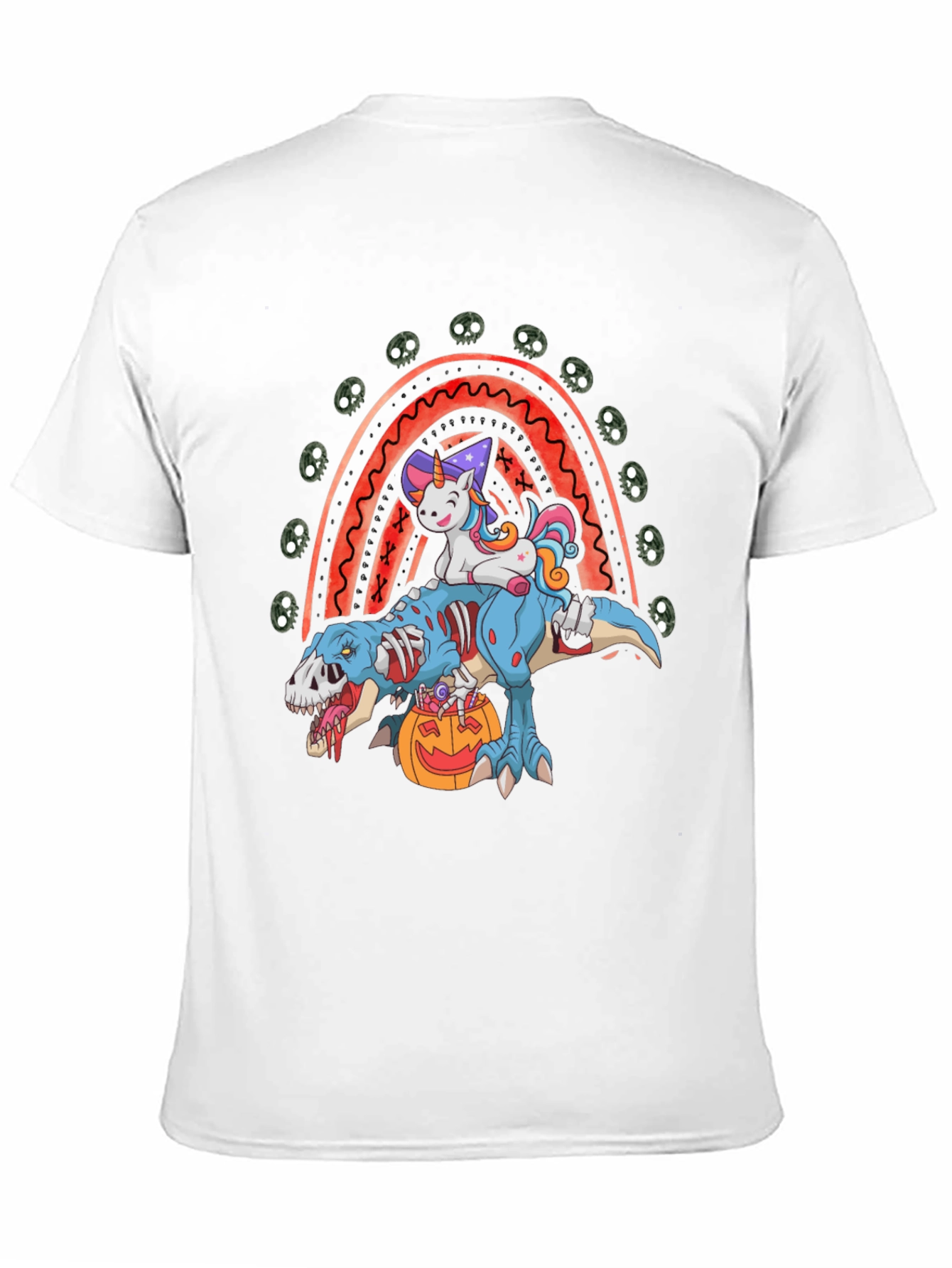 Halloween Unicorn Zombie T-Rex Rainbow T-Shirt