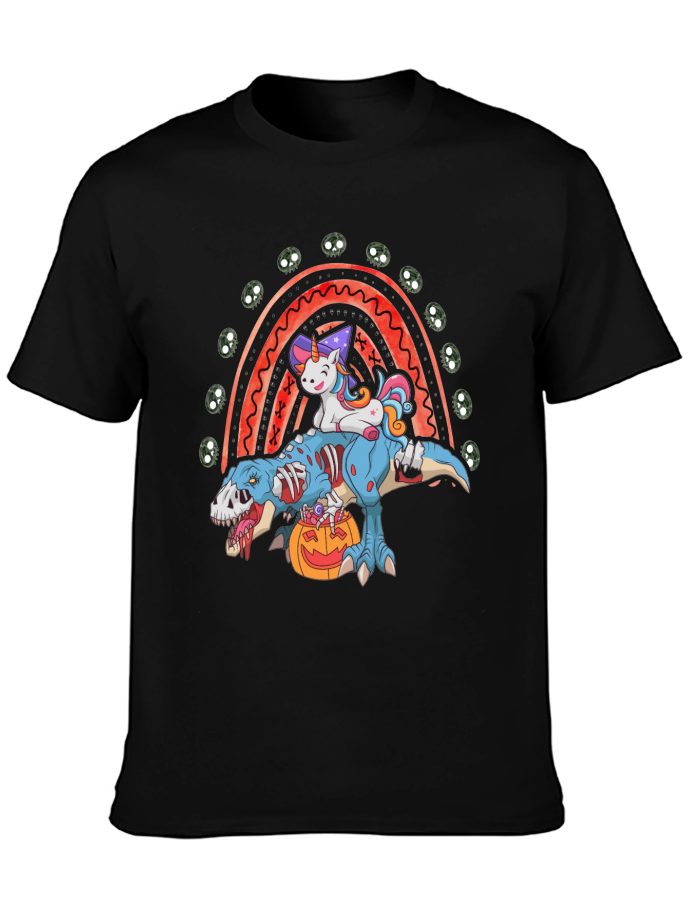 Halloween Unicorn Zombie T-Rex Rainbow T-Shirt