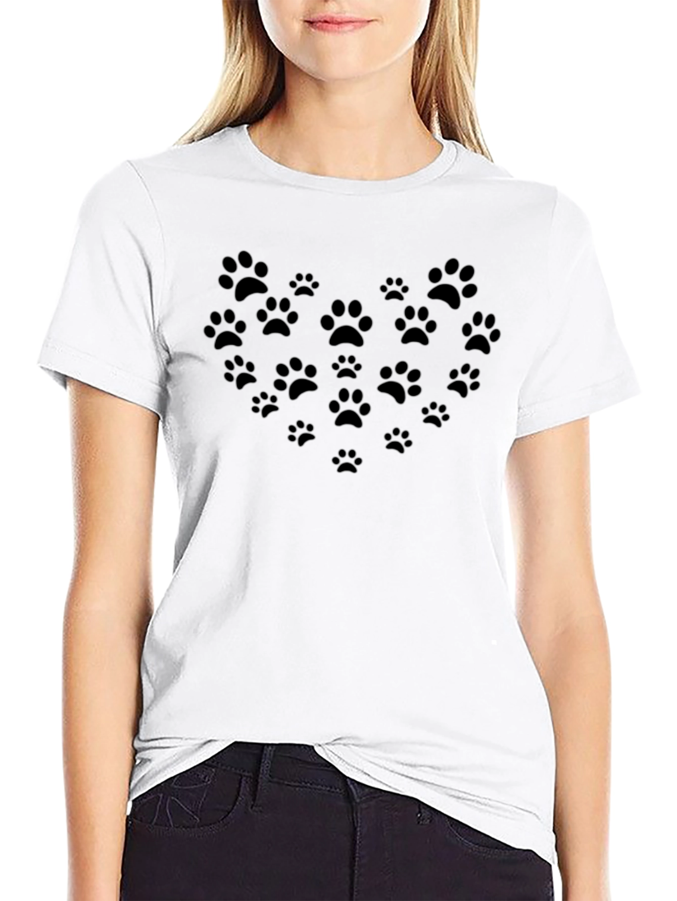Paw Print Heart T-Shirt - Cute Pet Lover Tee