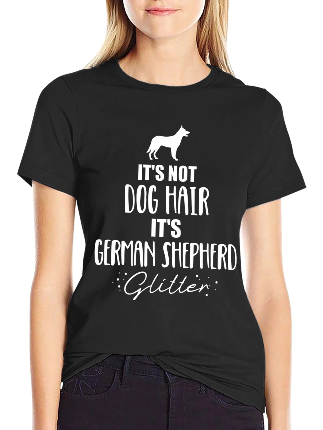 Its Not Dog Hair German Shepherd Glitter T-Shirt