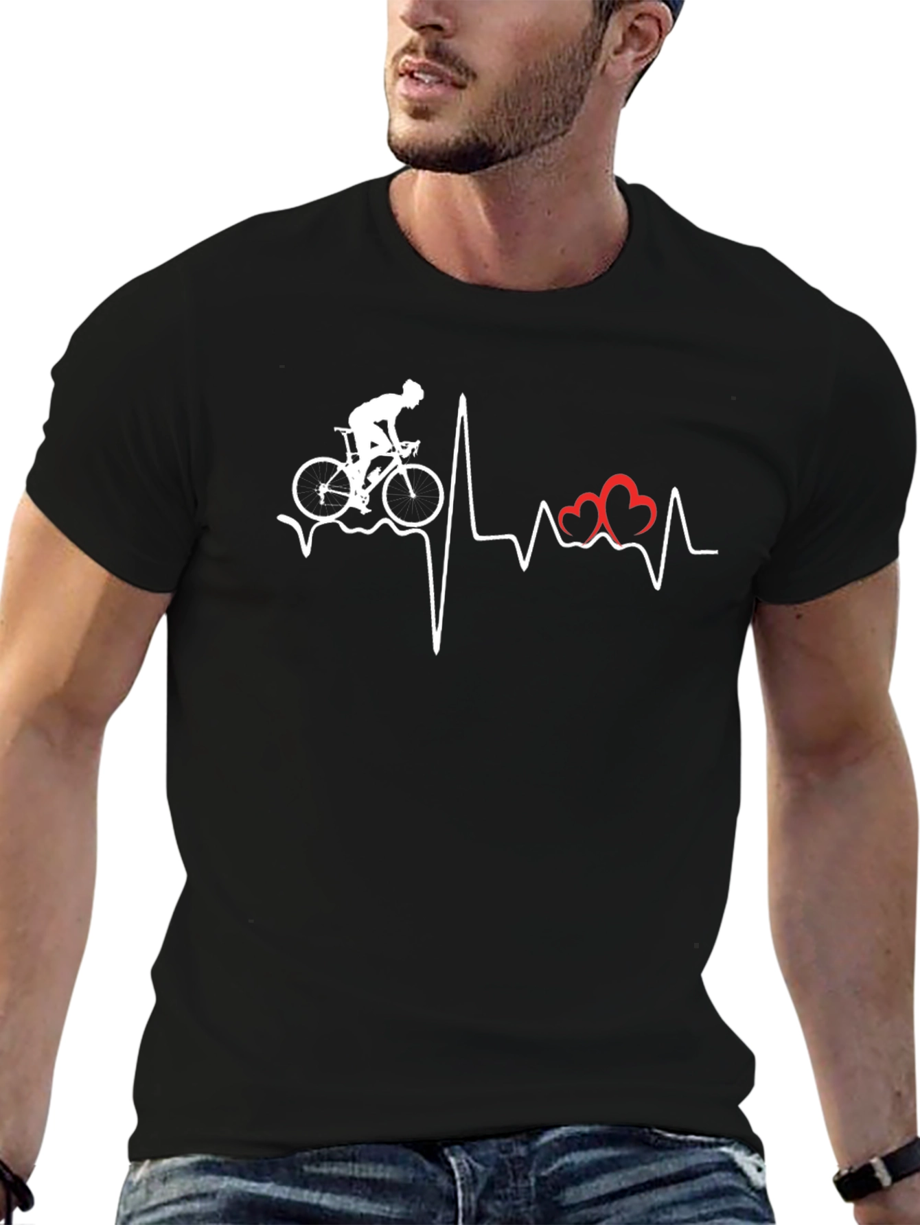 Cycling Heartbeat Graphic Tee - Ride with Passion