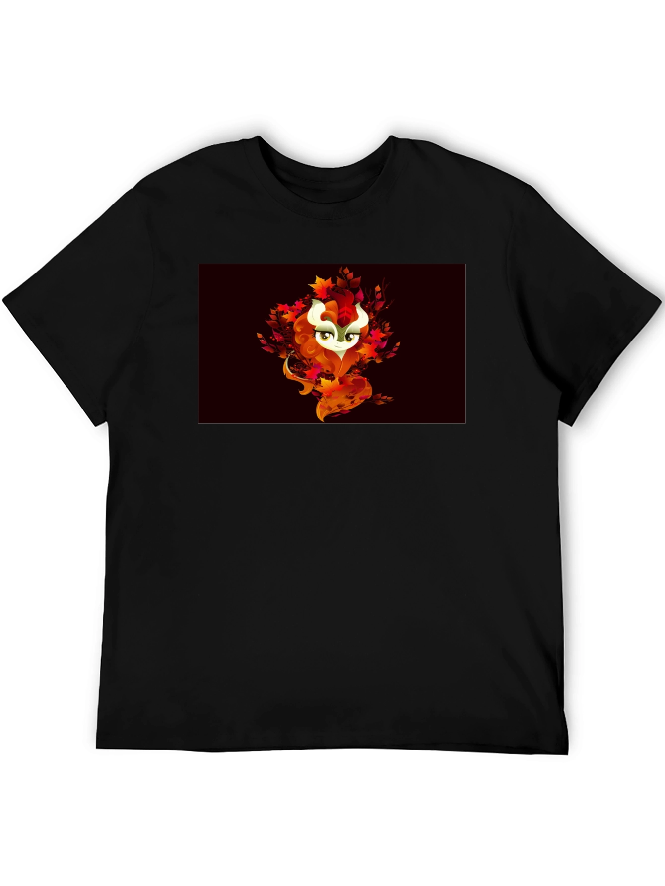 Autumn Spirit Graphic Tee - Black Cotton Blend