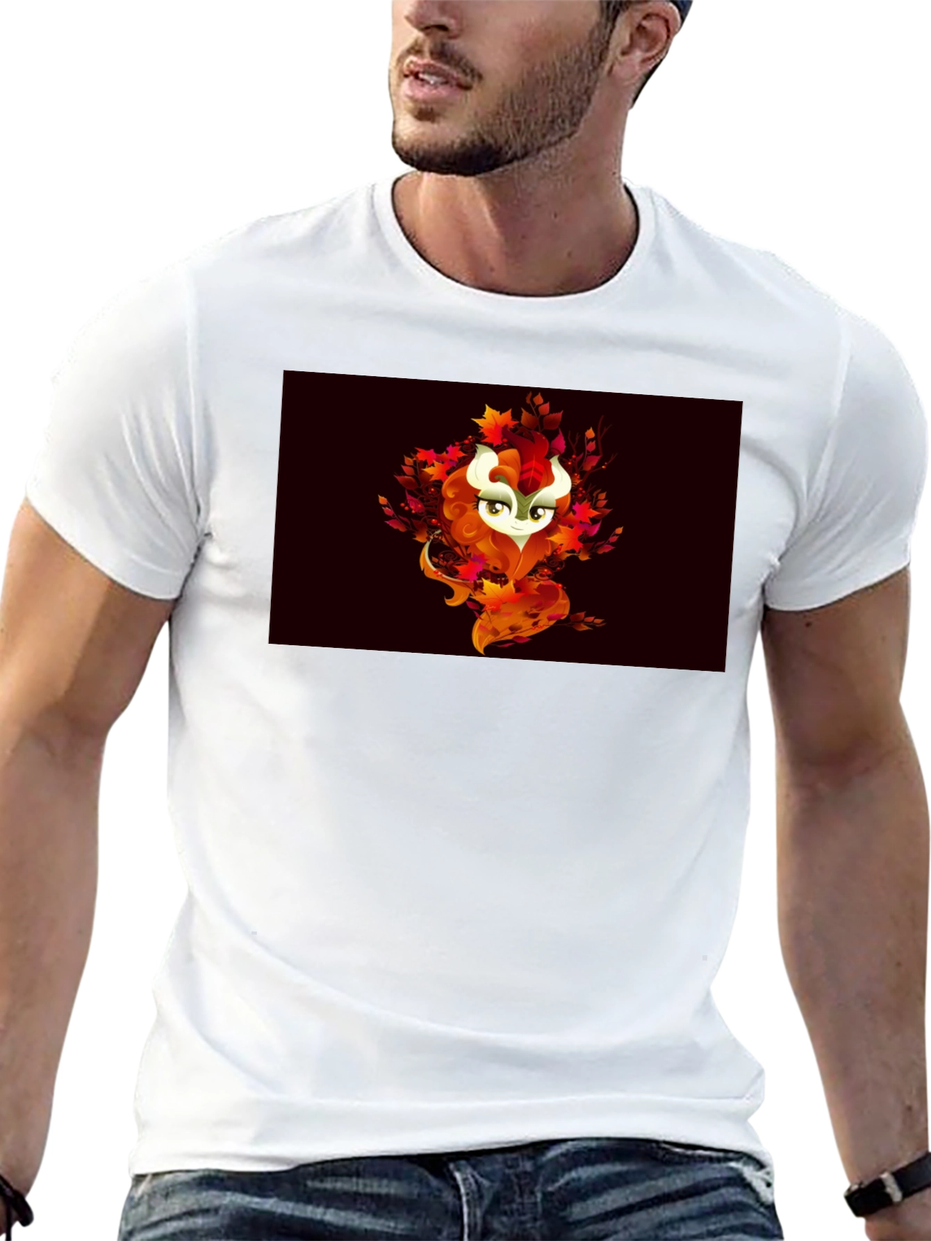 Autumn Spirit Graphic Tee - Black Cotton Blend