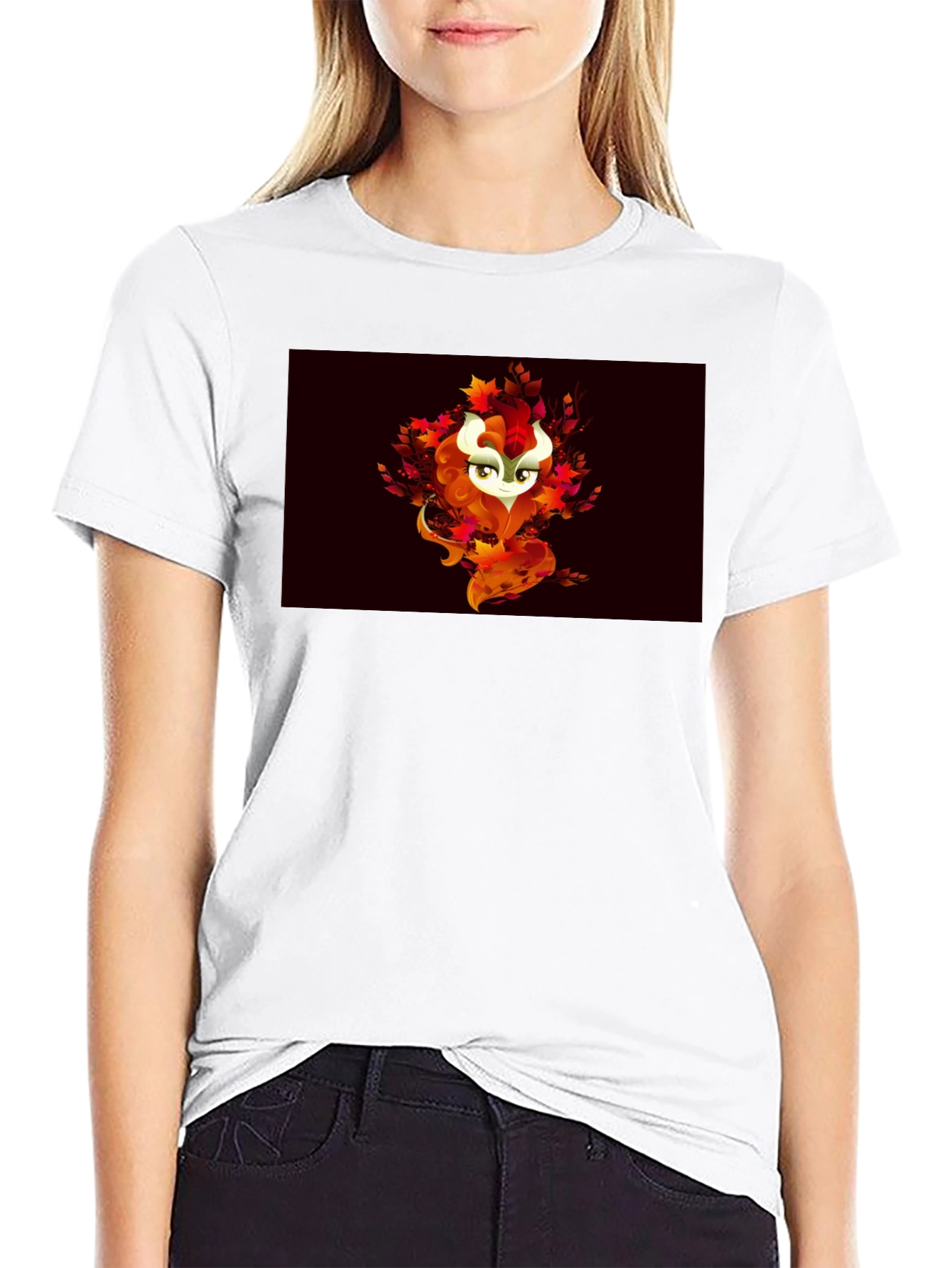 Autumn Spirit Graphic Tee - Black Cotton Blend