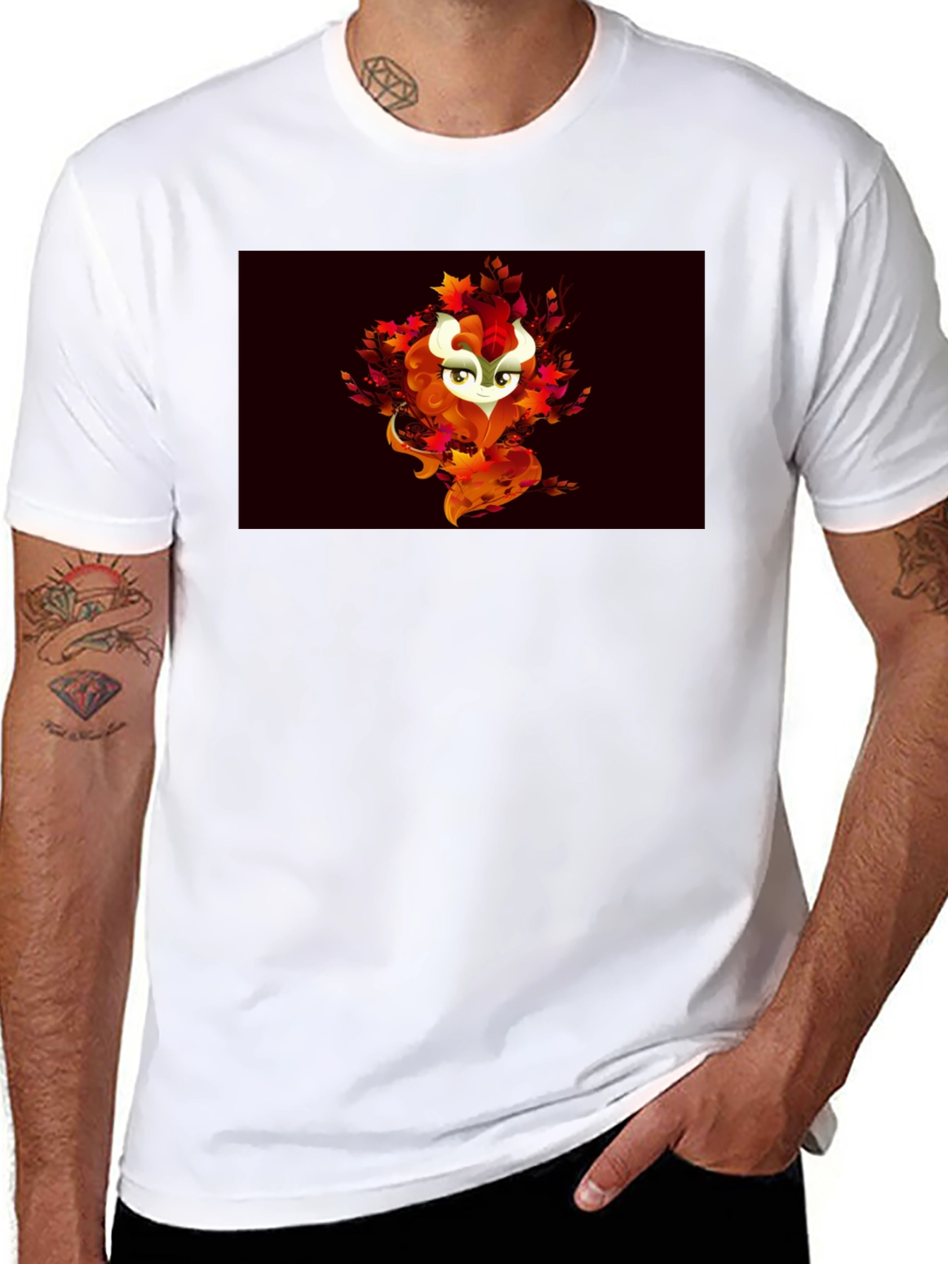 Autumn Spirit Graphic Tee - Black Cotton Blend