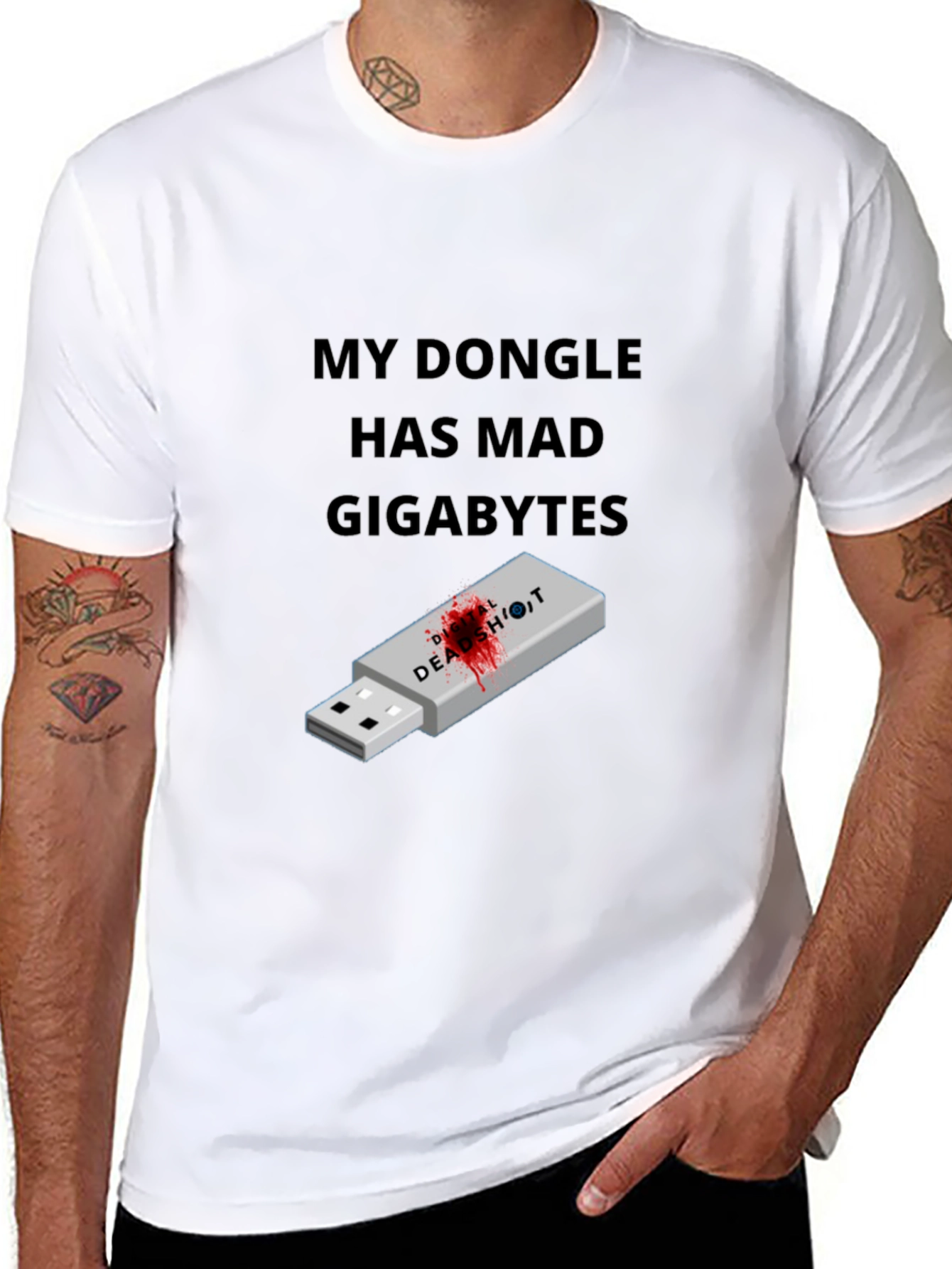 My Dongle Has Mad Gigabytes Black Graphic Tee