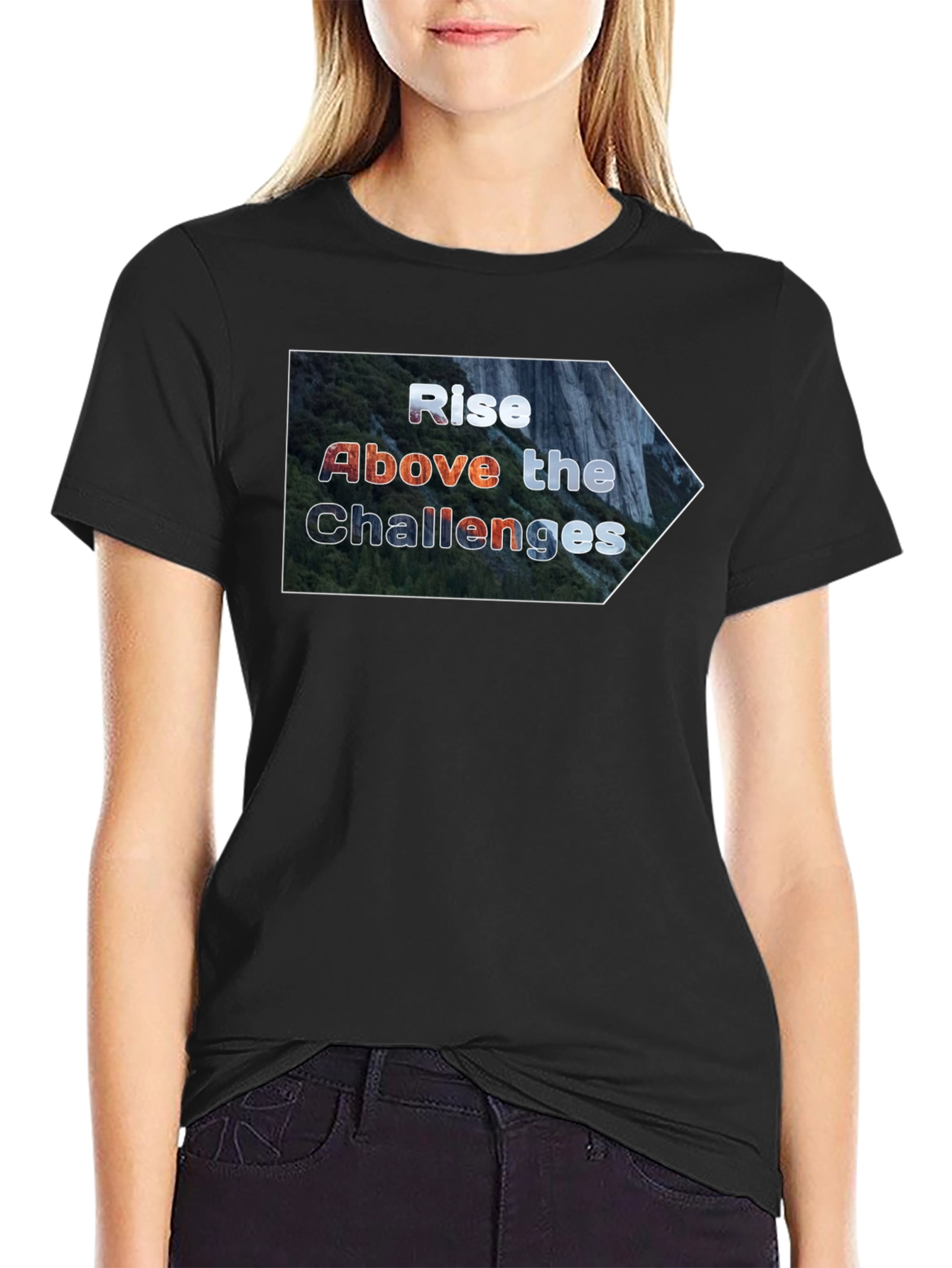 Rise Above Challenges Graphic Tee - Black