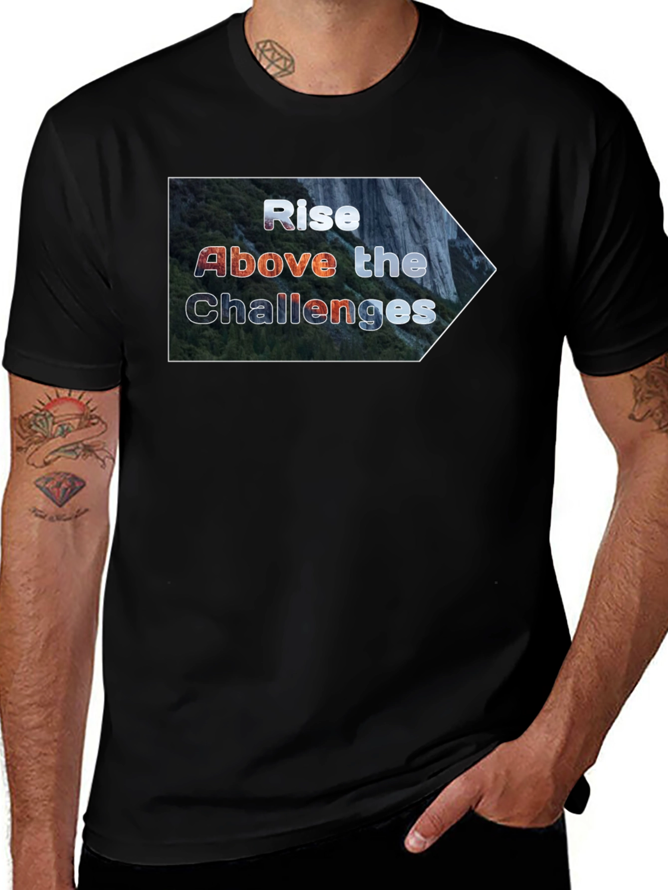 Rise Above Challenges Graphic Tee - Black
