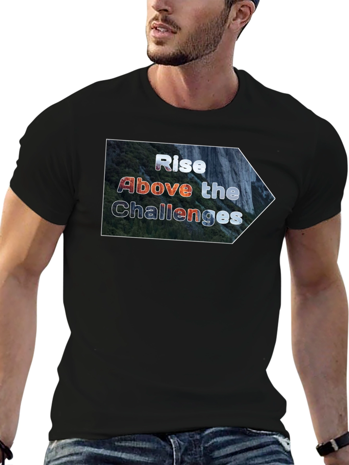 Rise Above Challenges Graphic Tee - Black