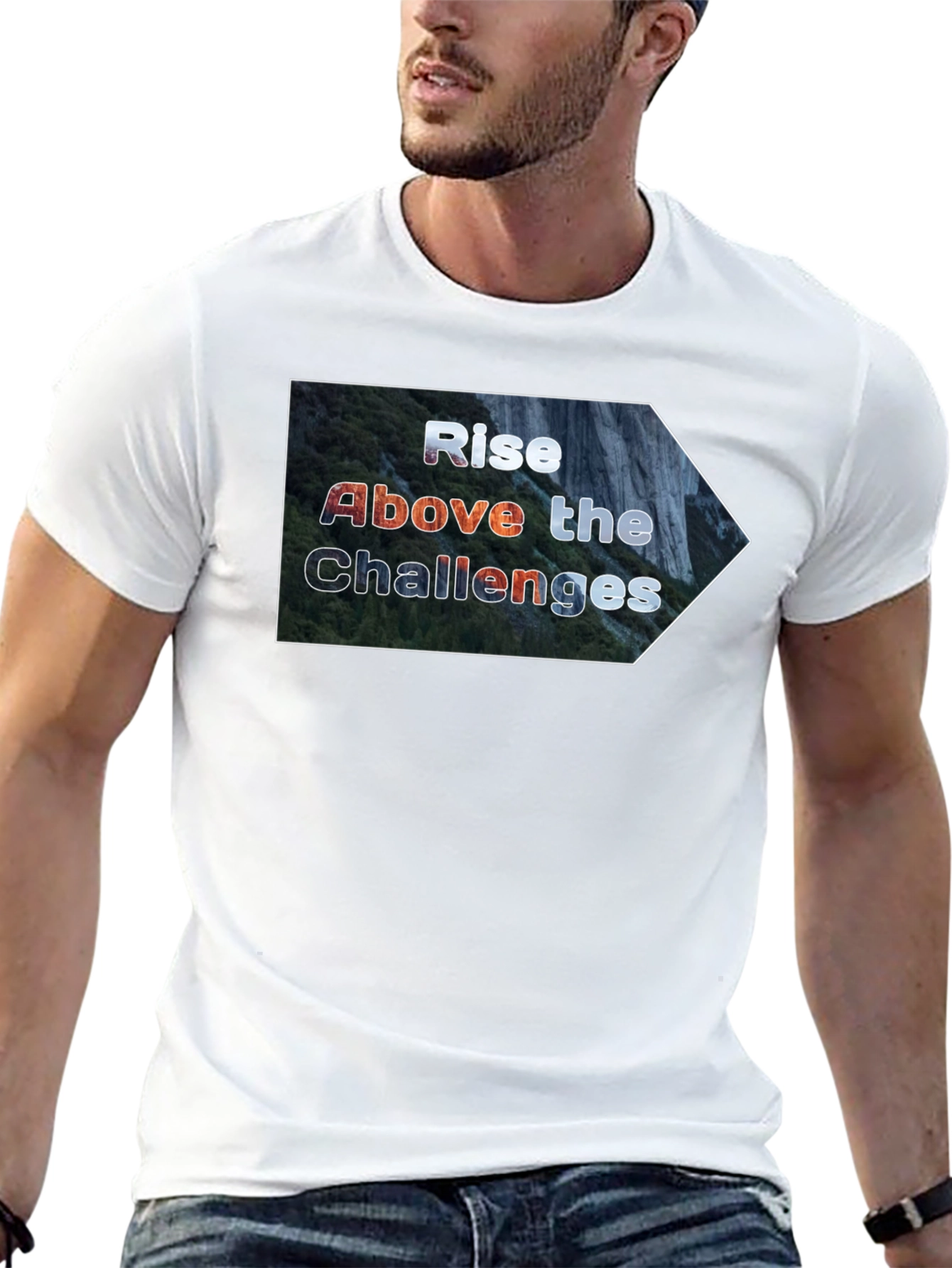 Rise Above Challenges Graphic Tee - Black