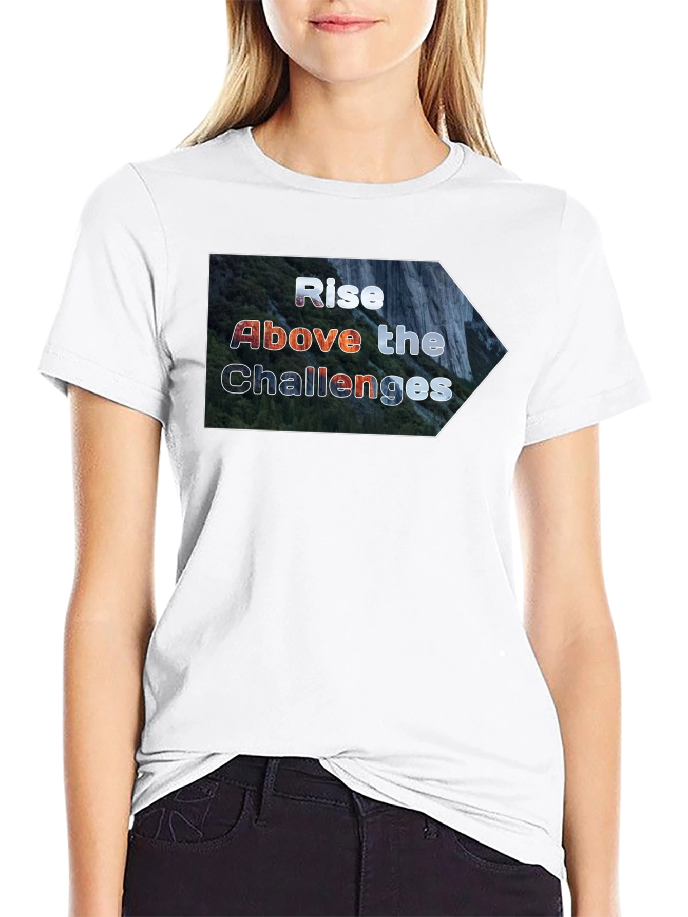 Rise Above Challenges Graphic Tee - Black