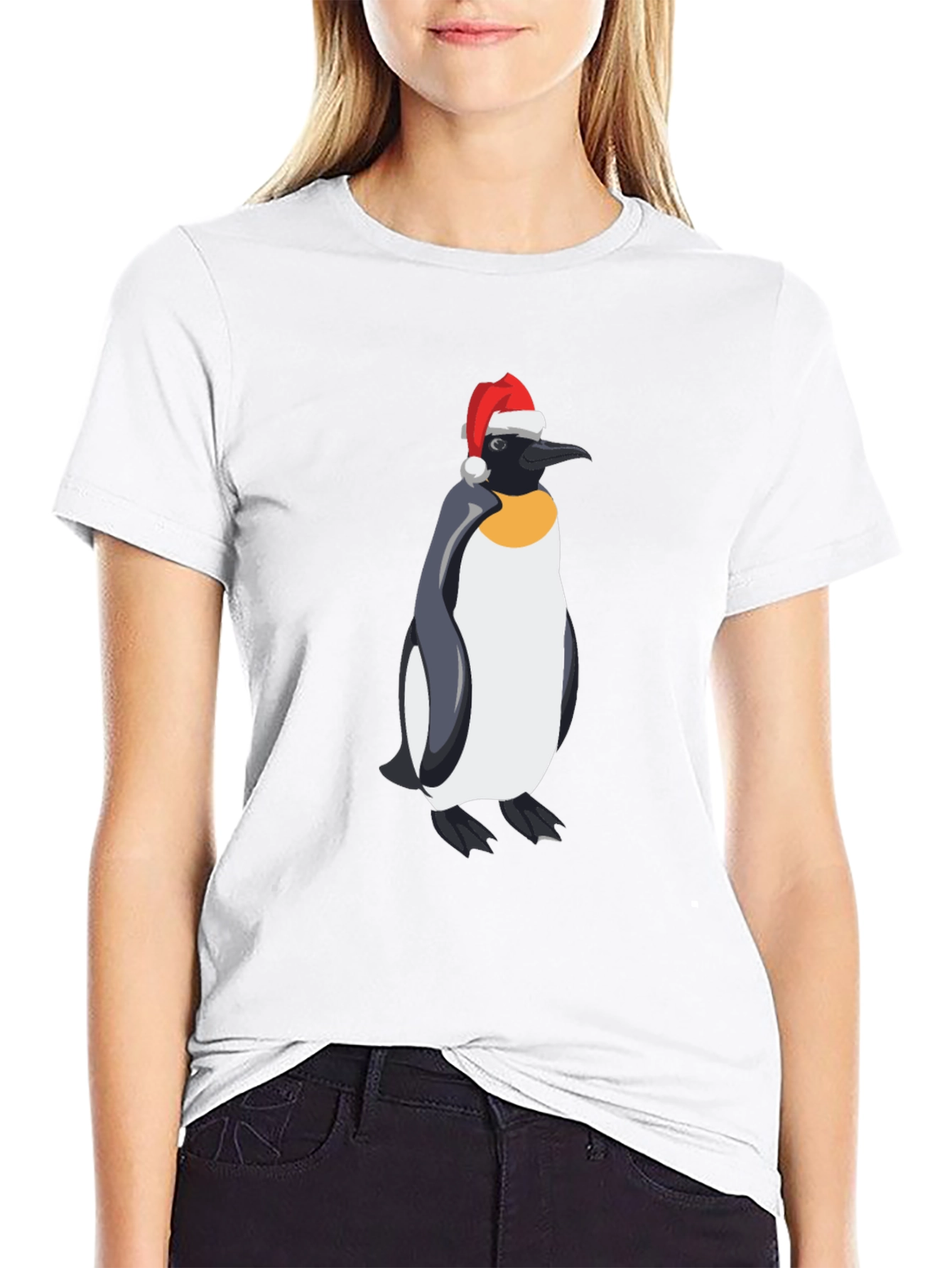 Penguin Santa Hat Graphic Tee - Holiday Style