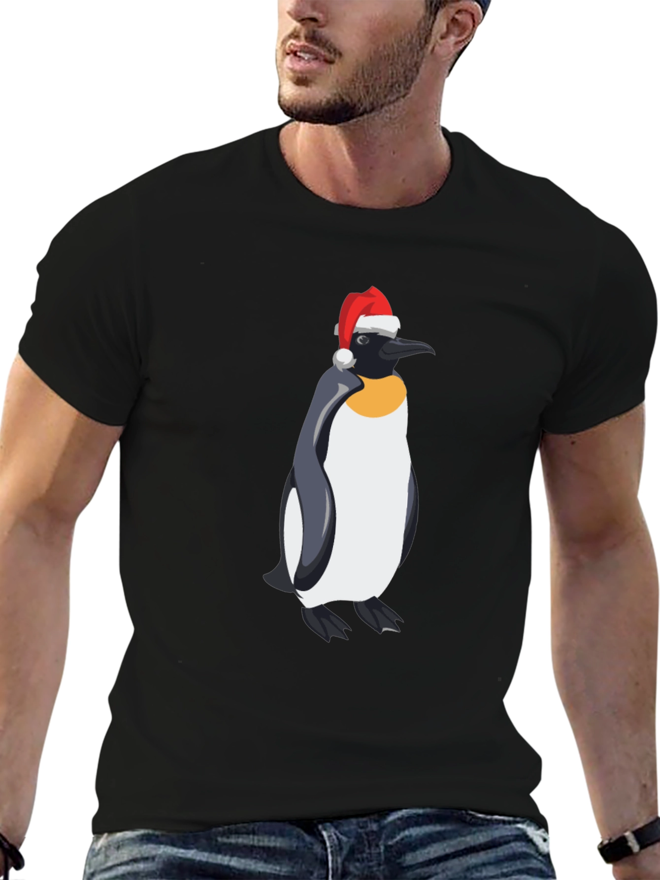 Penguin Santa Hat Graphic Tee - Holiday Style