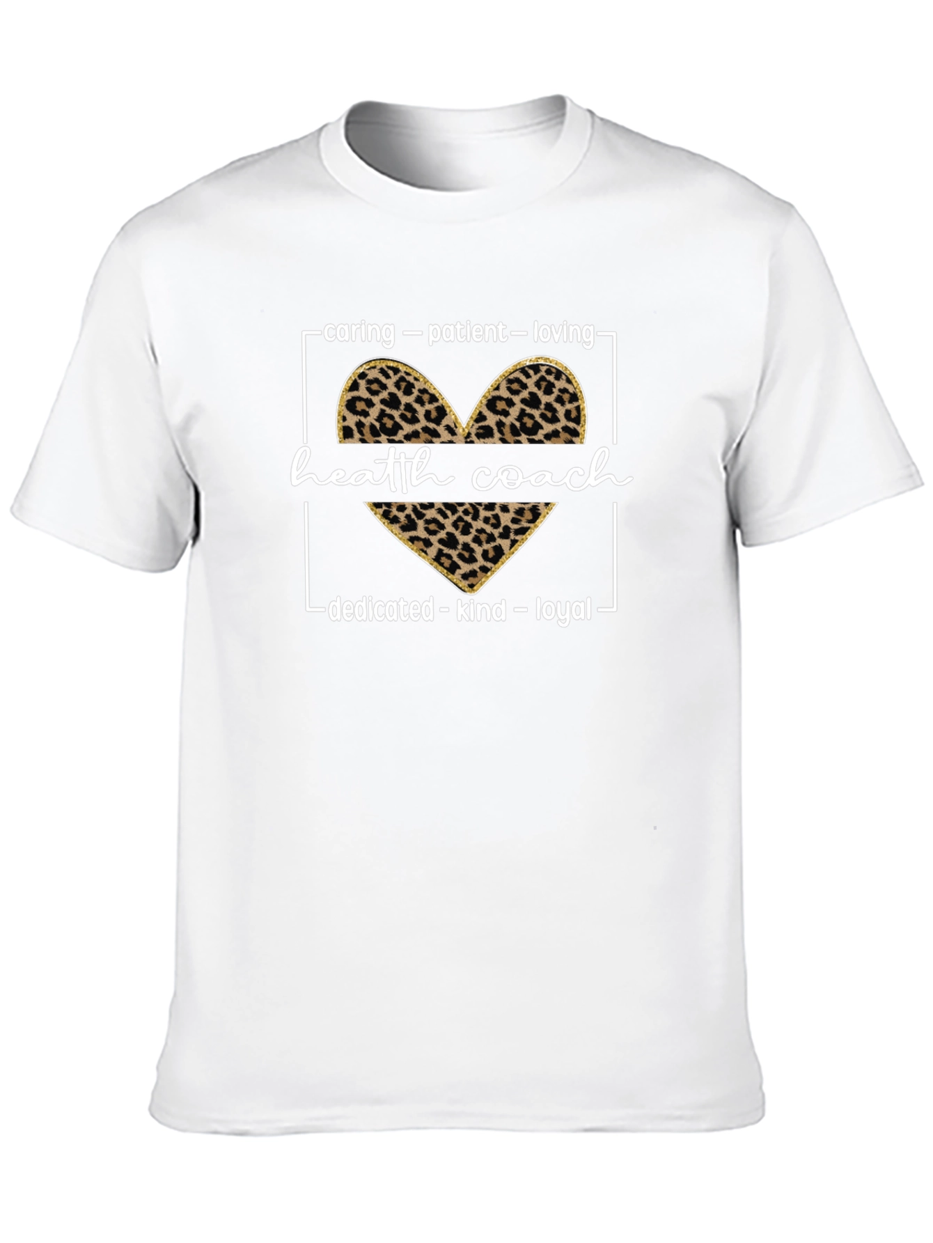 Health Coach Leopard Heart Graphic T-Shirt