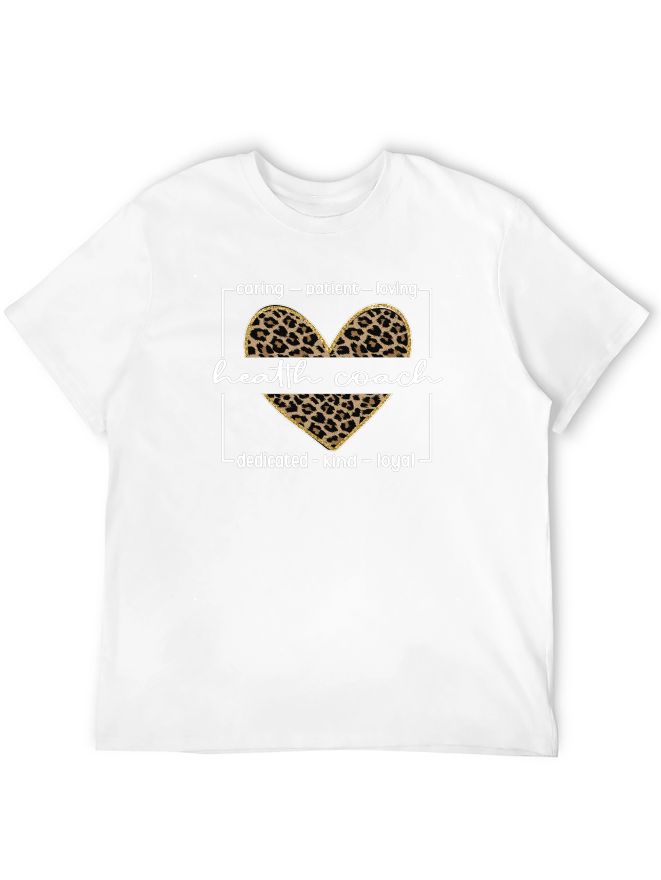 Health Coach Leopard Heart Graphic T-Shirt