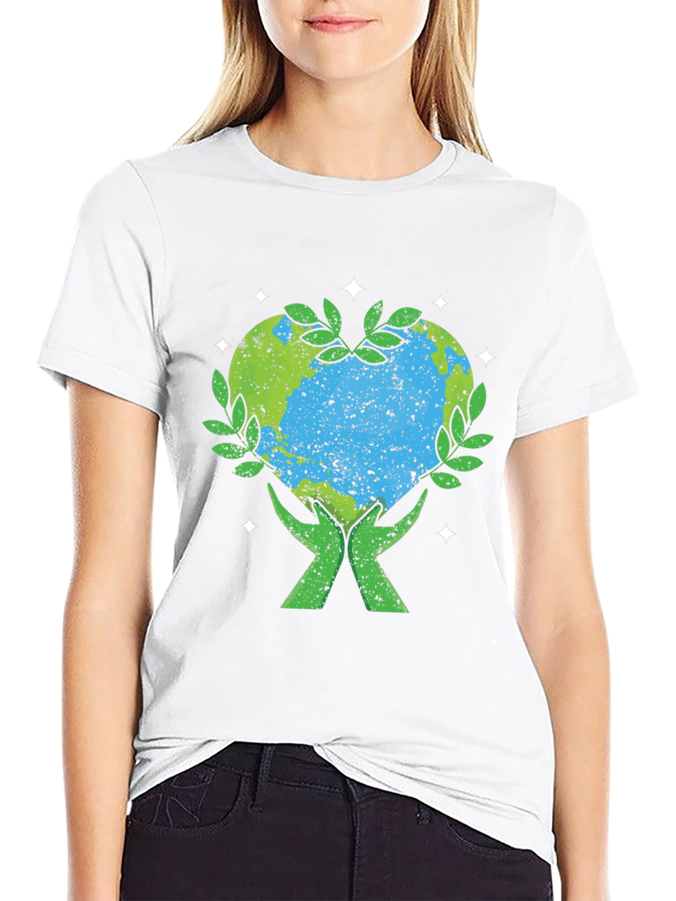 Earth Heart Hands Graphic T-Shirt