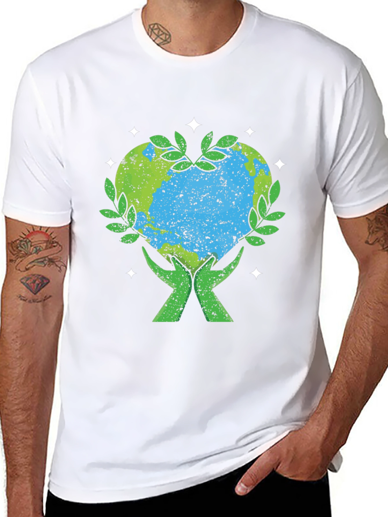 Earth Heart Hands Graphic T-Shirt