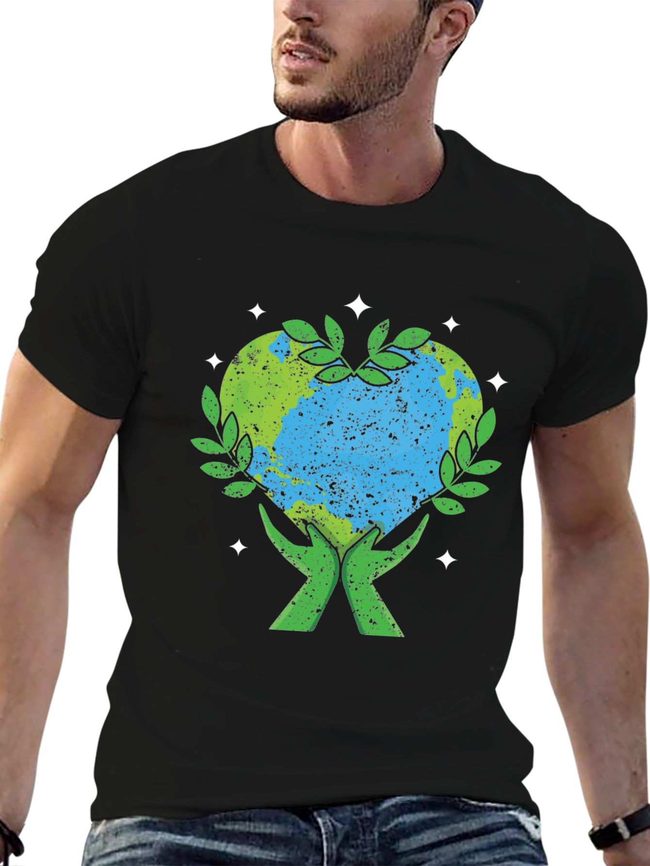 Earth Heart Hands Graphic T-Shirt